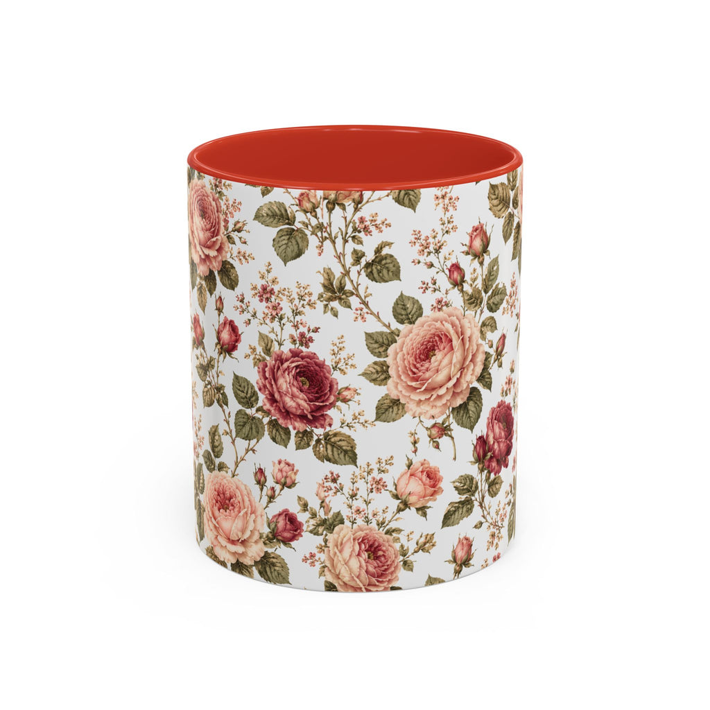 Floral Rose Accent Coffee Mug — Vintage Garden 11/15oz