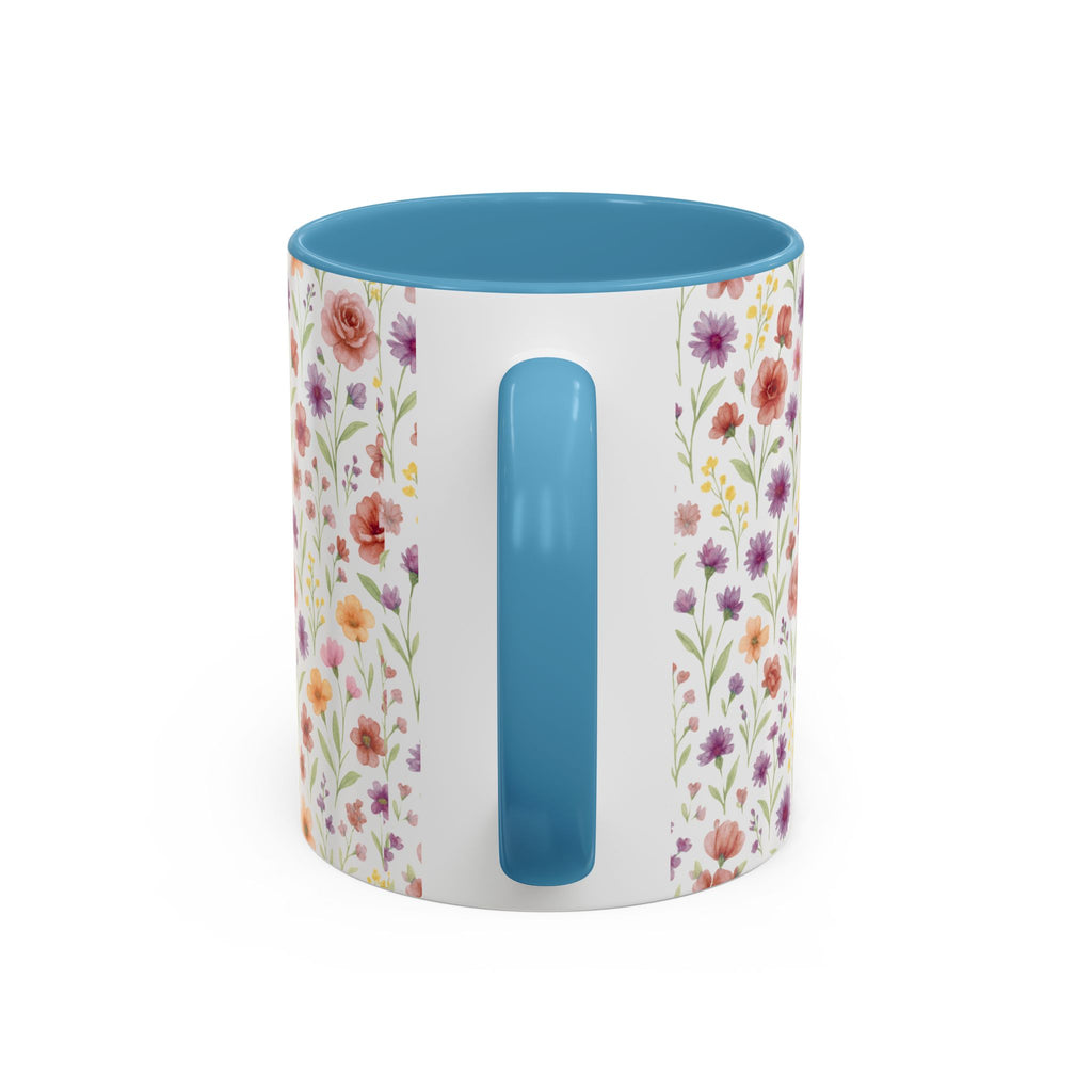 Floral Watercolor Accent Coffee Mug – Pink & Purple Wildflower Pattern (11/15oz)