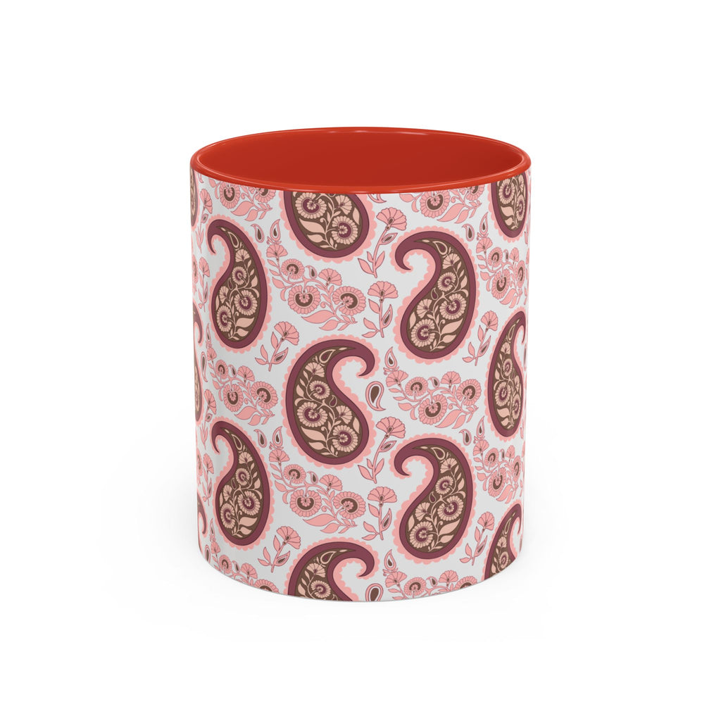 Pink Paisley Accent Coffee Mug — Decorative Floral Pattern 11/15oz