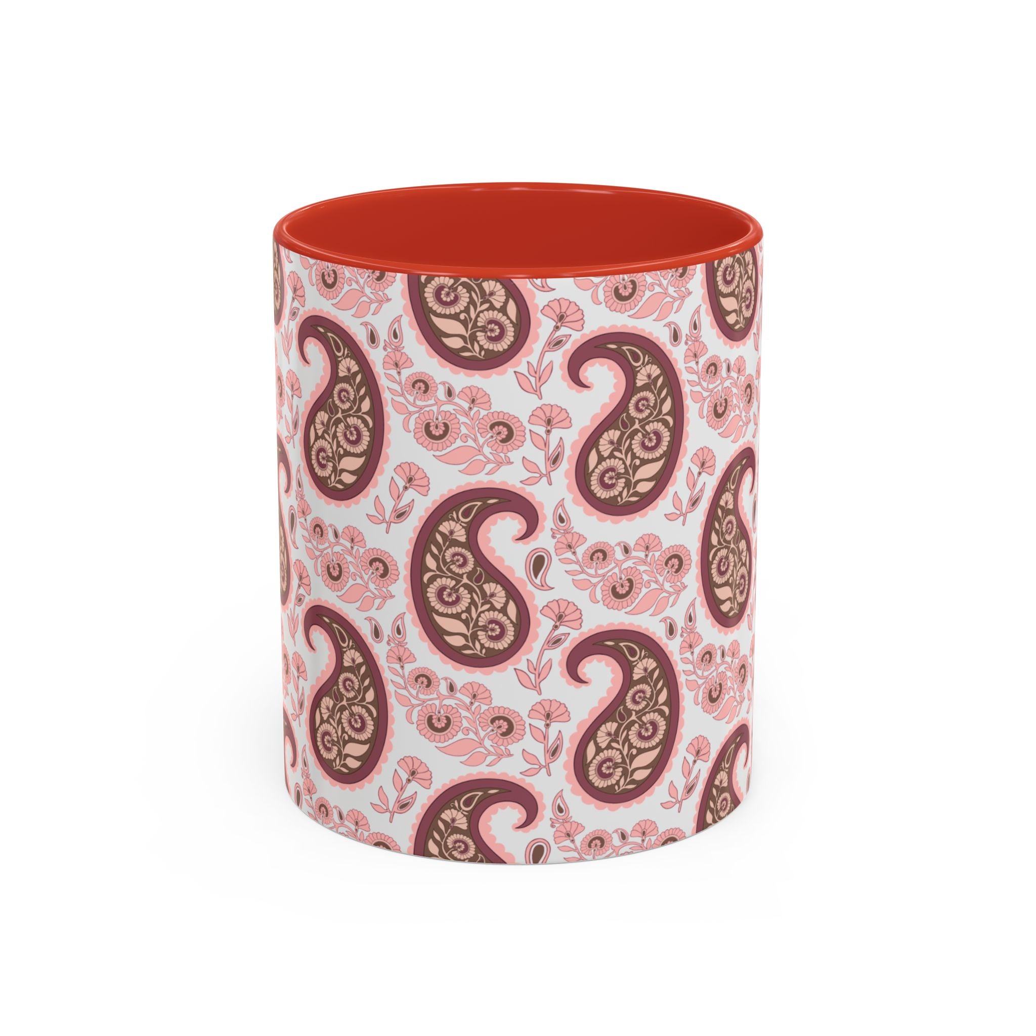 Pink Paisley Accent Coffee Mug — Decorative Floral Pattern 11/15oz