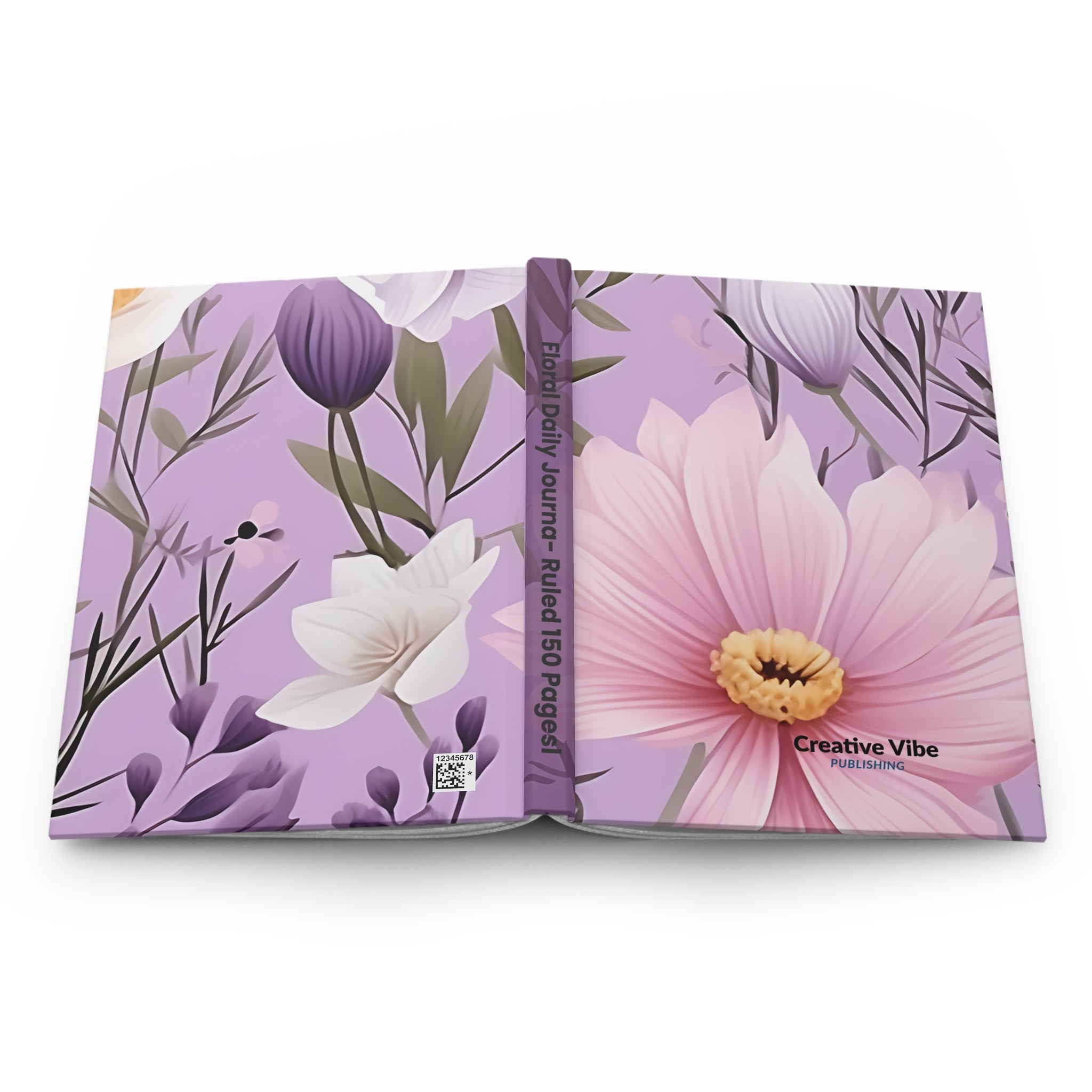 Floral Lavender Hardcover Journal — 'Creative Vibe' Pink Bloom Notebook