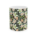 Floral Vine Ceramic Mug — Black Background Vintage Botanical Coffee Cup (11oz, 15oz)