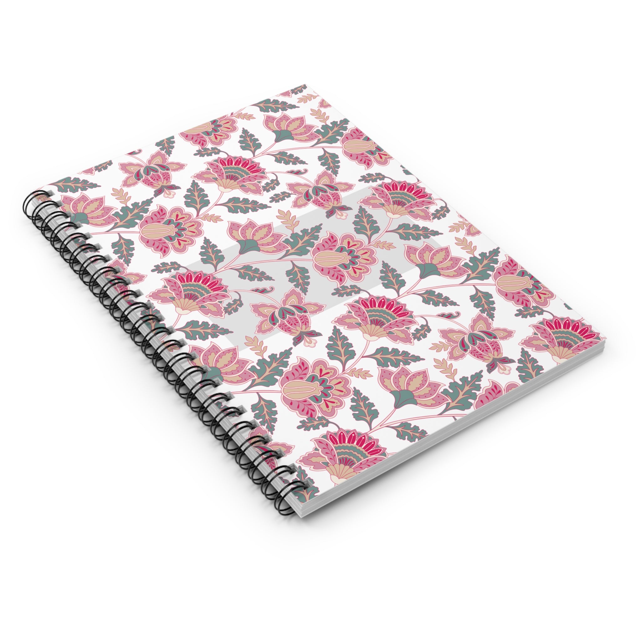 Floral Spiral Notebook — Pink Boho Flower Ruled Journal