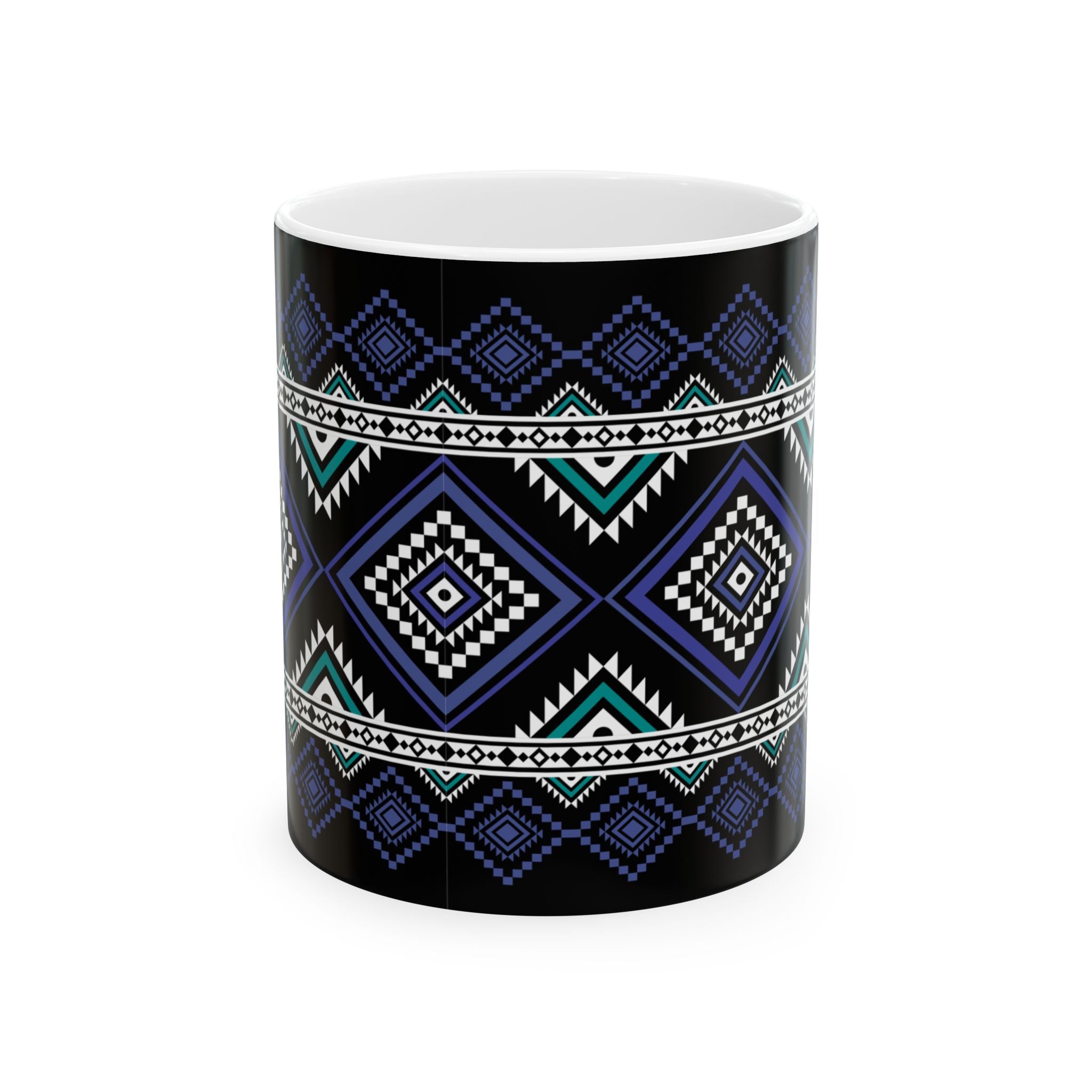 Aztec Diamond Pattern Ceramic Mug – Tribal Geometric 11oz & 15oz