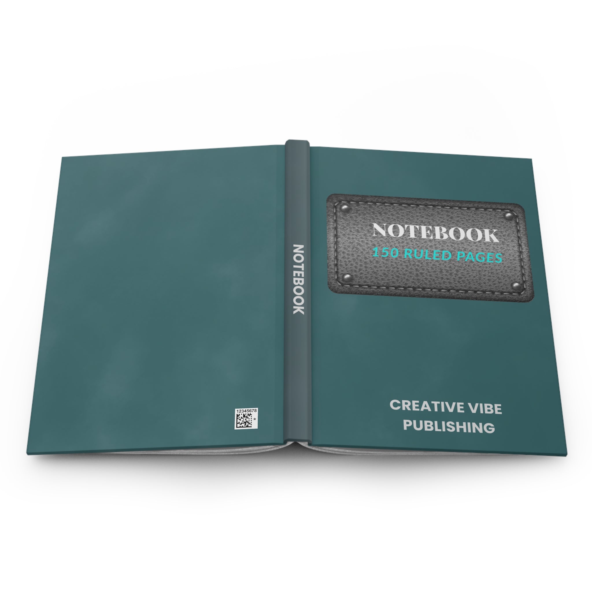 Notebook Hardcover Journal — 150 Ruled Pages, Teal Creative Vibe Notebook