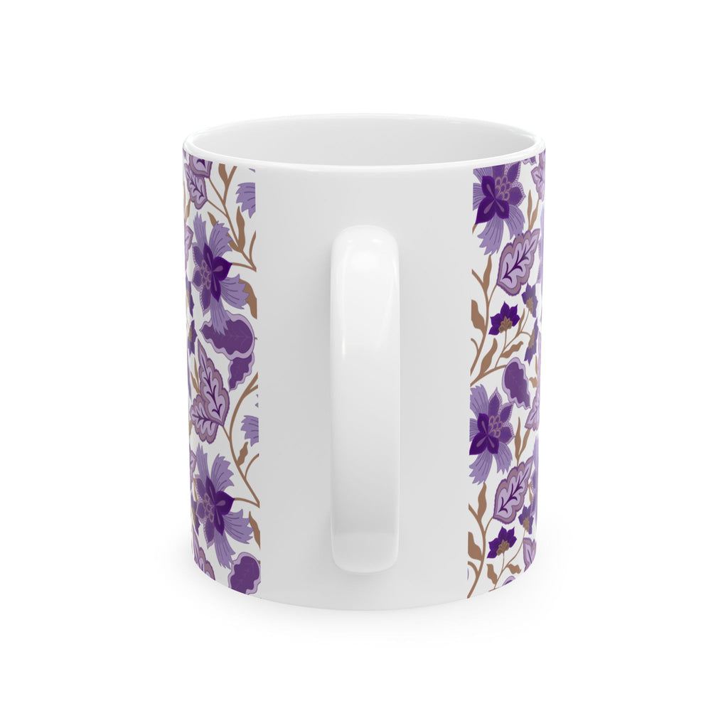 Floral Purple Mug — Vintage Botanical Ceramic Coffee Cup (11oz & 15oz)