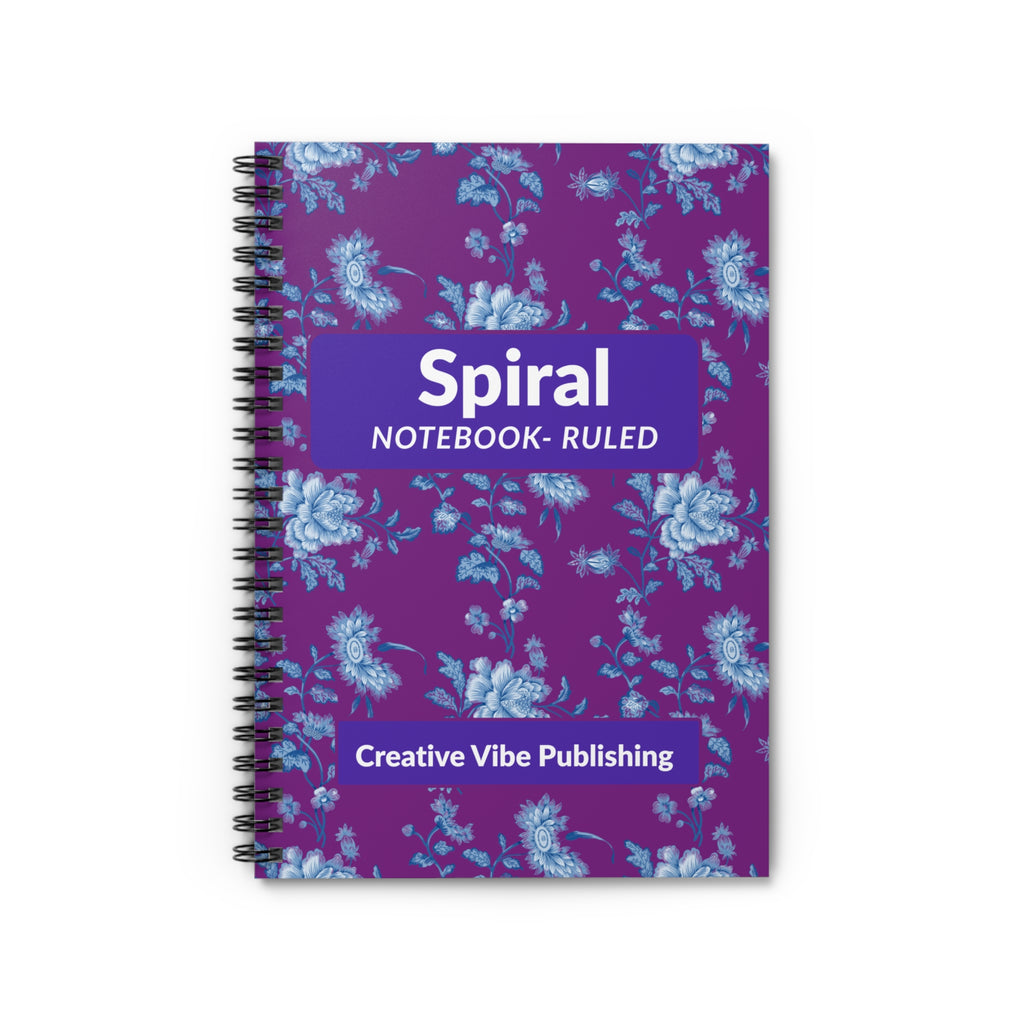 Floral Purple Spiral Notebook — Ruled Lined Journal with 'Spiral Notebook - Ruled' Cover