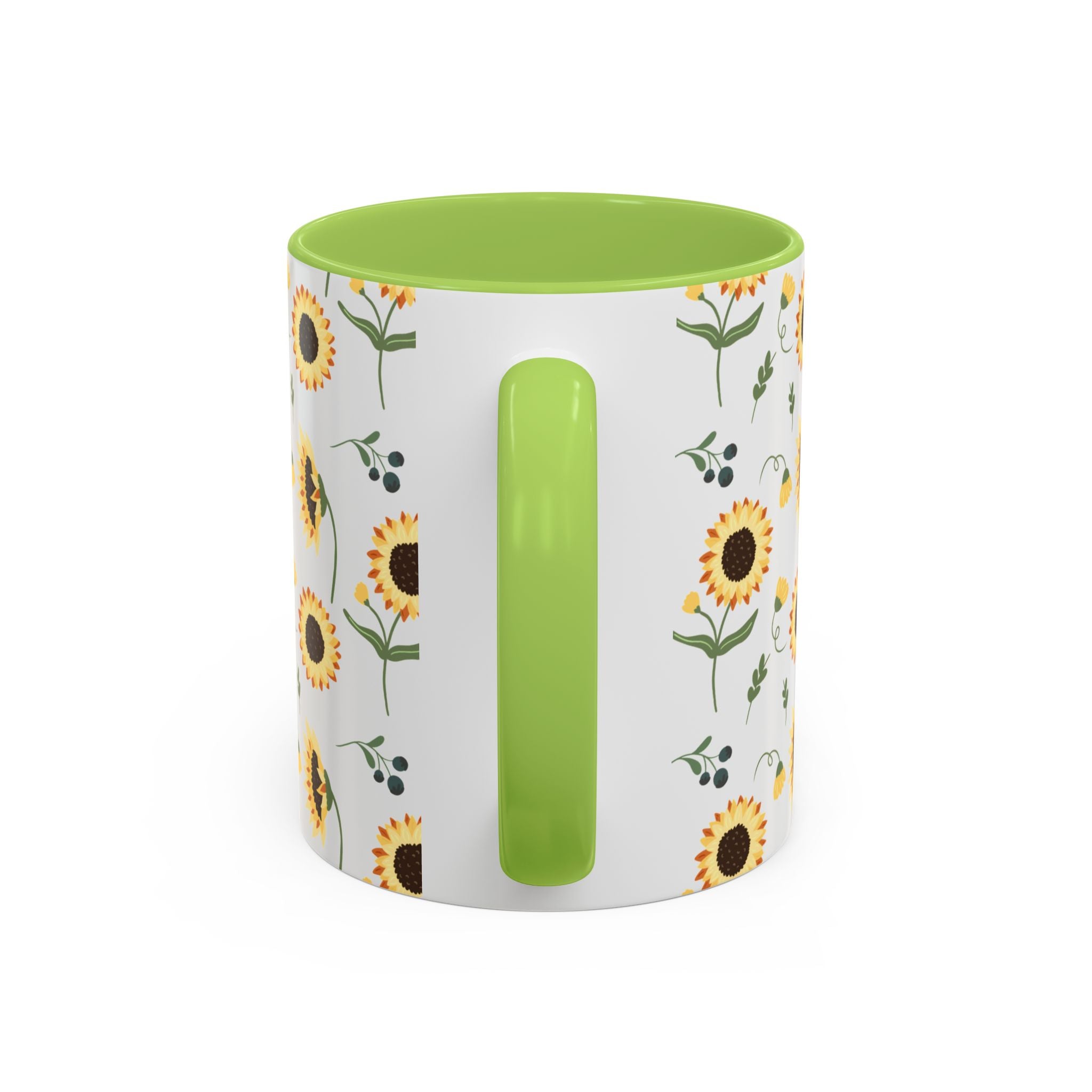 Sunflower Pattern Accent Coffee Mug — 11/15oz Ceramic Mug