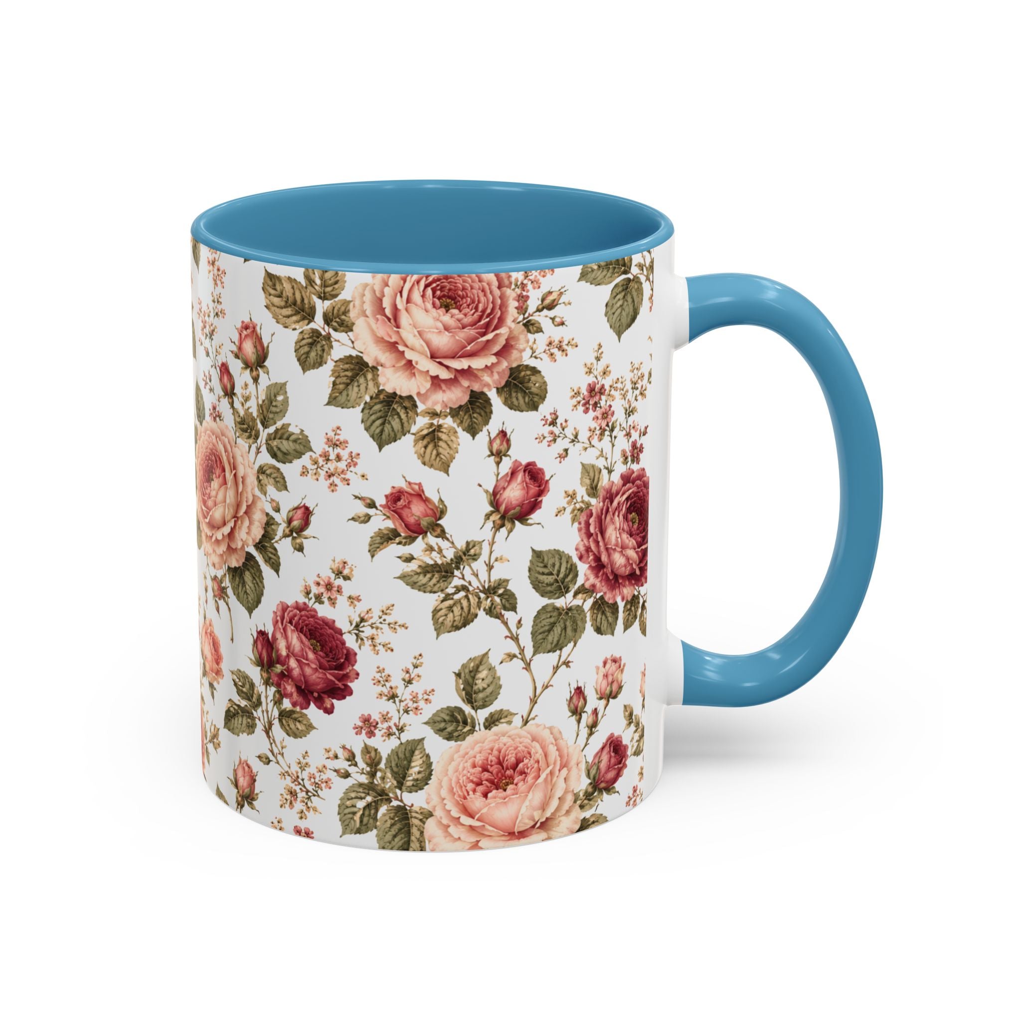 Floral Rose Accent Coffee Mug — Vintage Garden 11/15oz