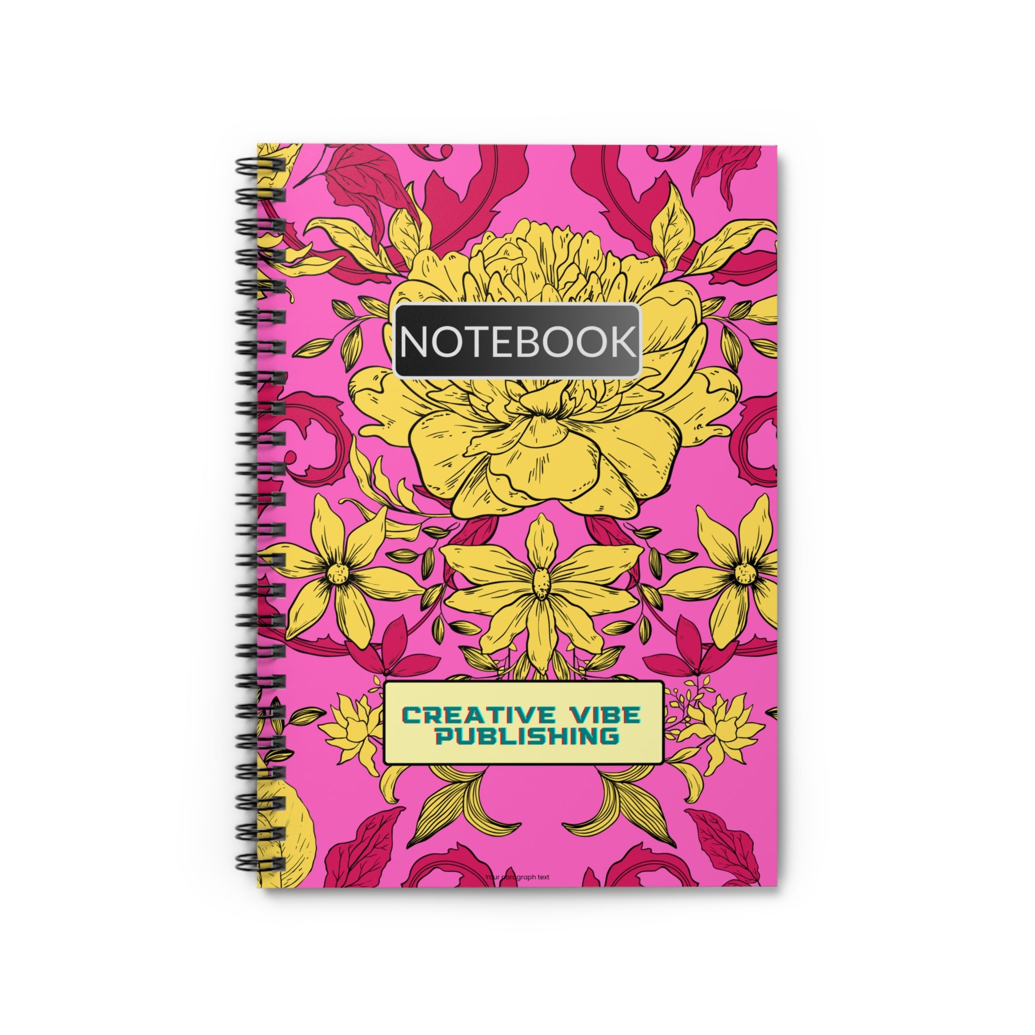 Floral Pink Spiral Notebook —  Creative Vibe  Ruled Journal