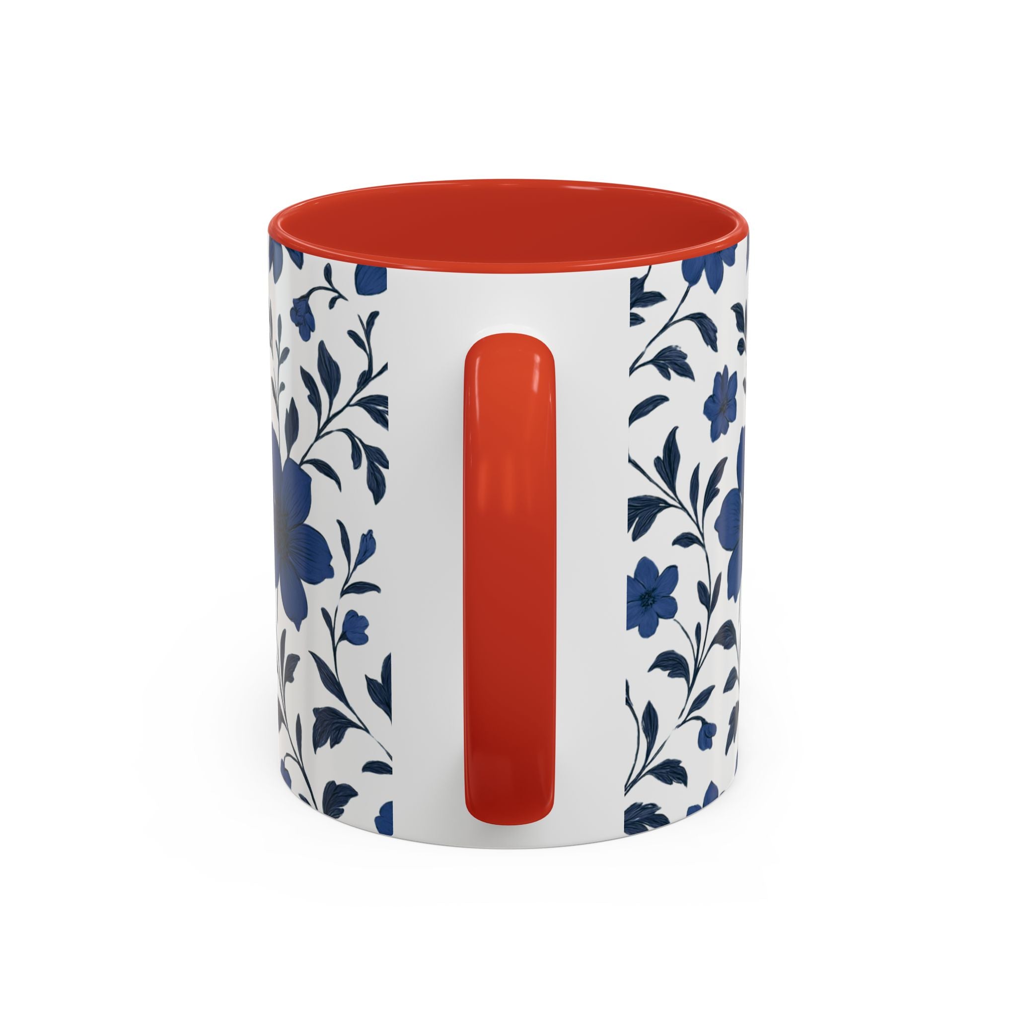 Blue Floral Accent Coffee Mug — Navy Blossom Pattern (11/15 oz)