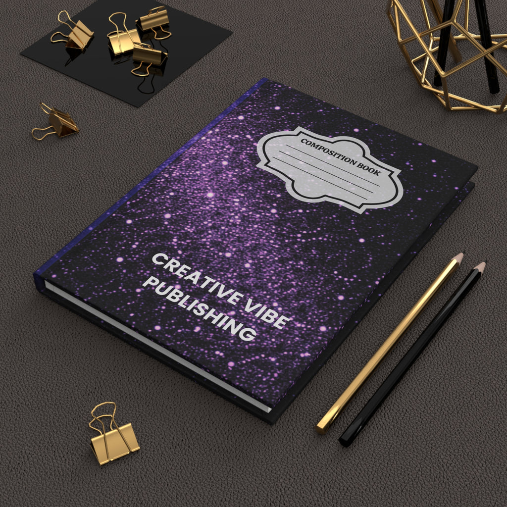 Purple Galaxy Hardcover Journal — "Creative Vibe Publishing" Composition Book