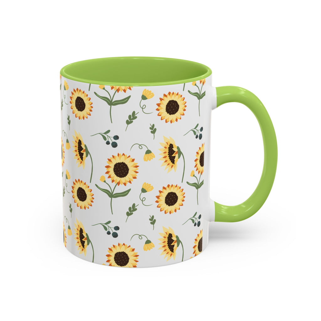Sunflower Pattern Accent Coffee Mug — 11/15oz Ceramic Mug