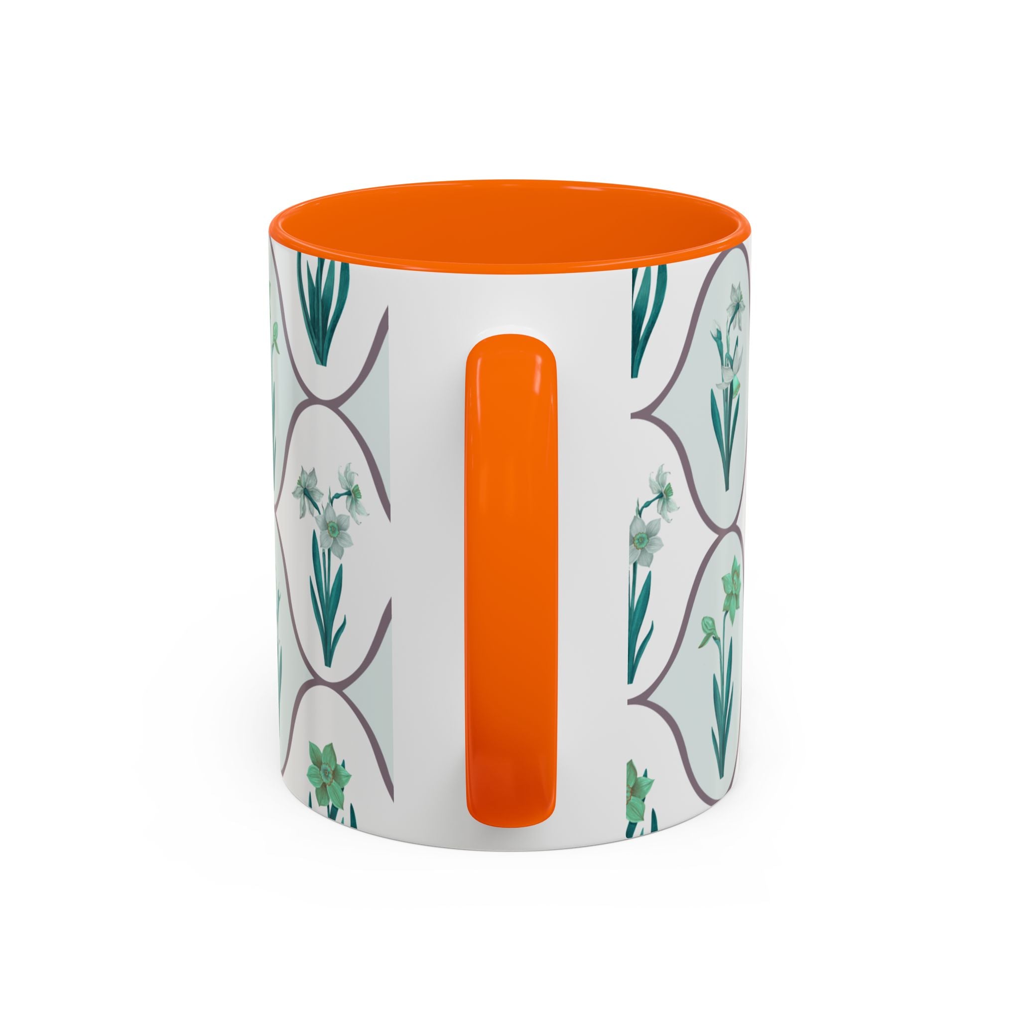 Floral Tile Accent Coffee Mug — Green Botanical Pattern (11/15 oz)