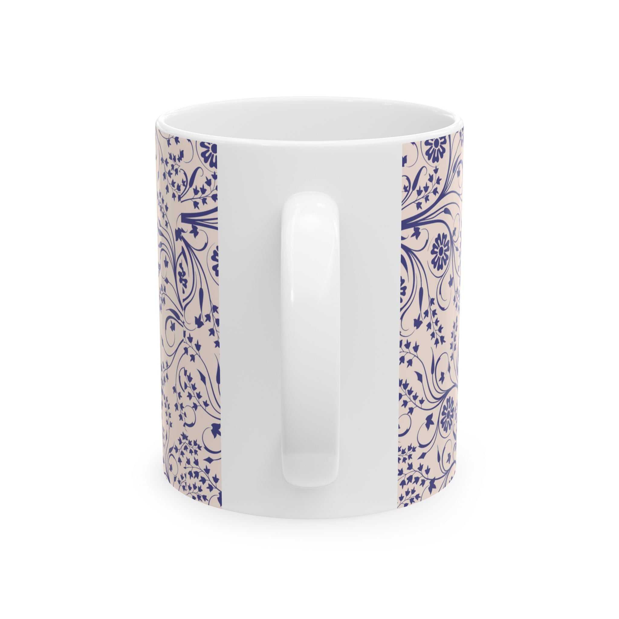 Blue Floral Ceramic Mug – Vintage Vine Pattern Coffee Tea Cup (11oz & 15oz)