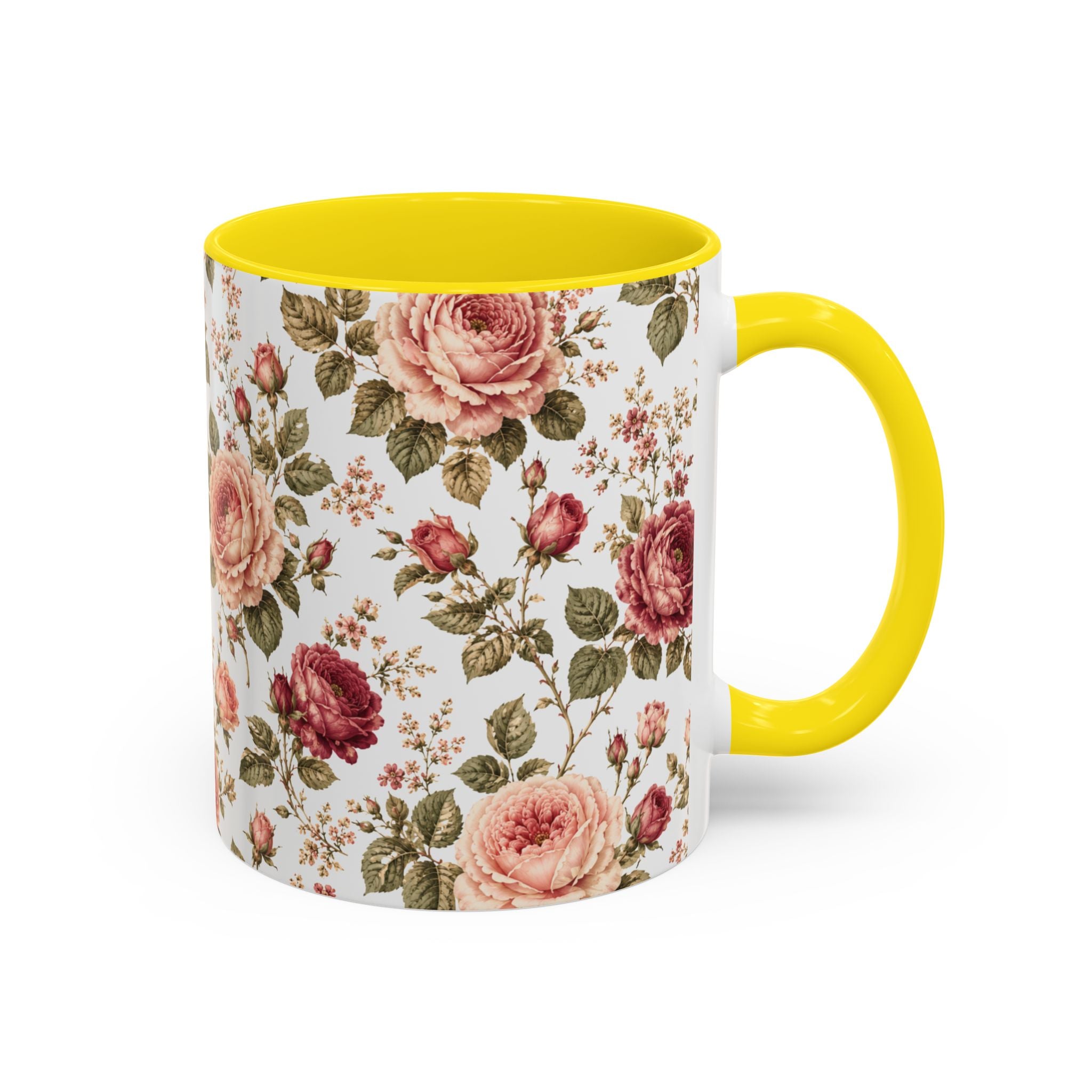 Floral Rose Accent Coffee Mug — Vintage Garden 11/15oz