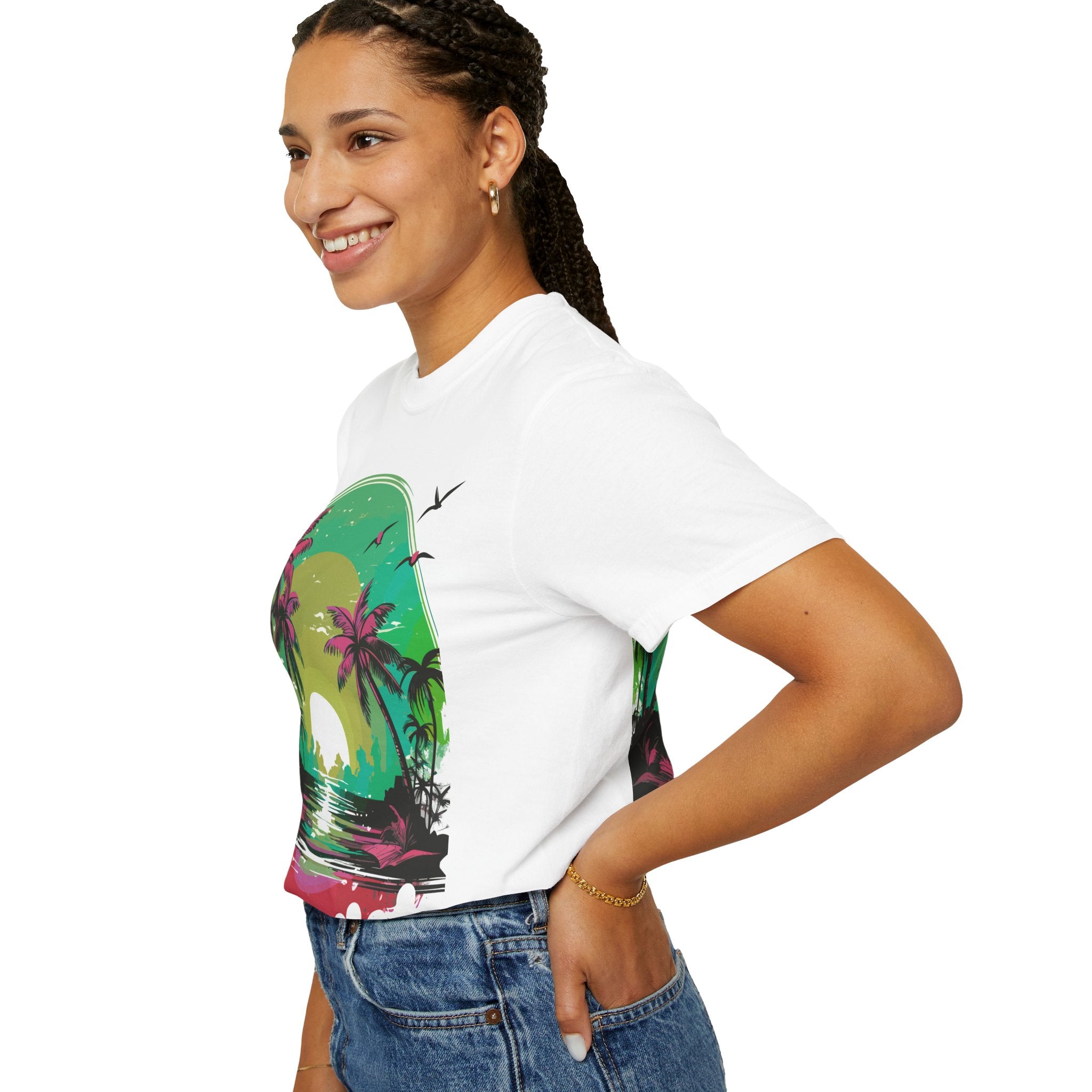 T-Shirt — Tropical Sunset Palm Beach Graphic Tee