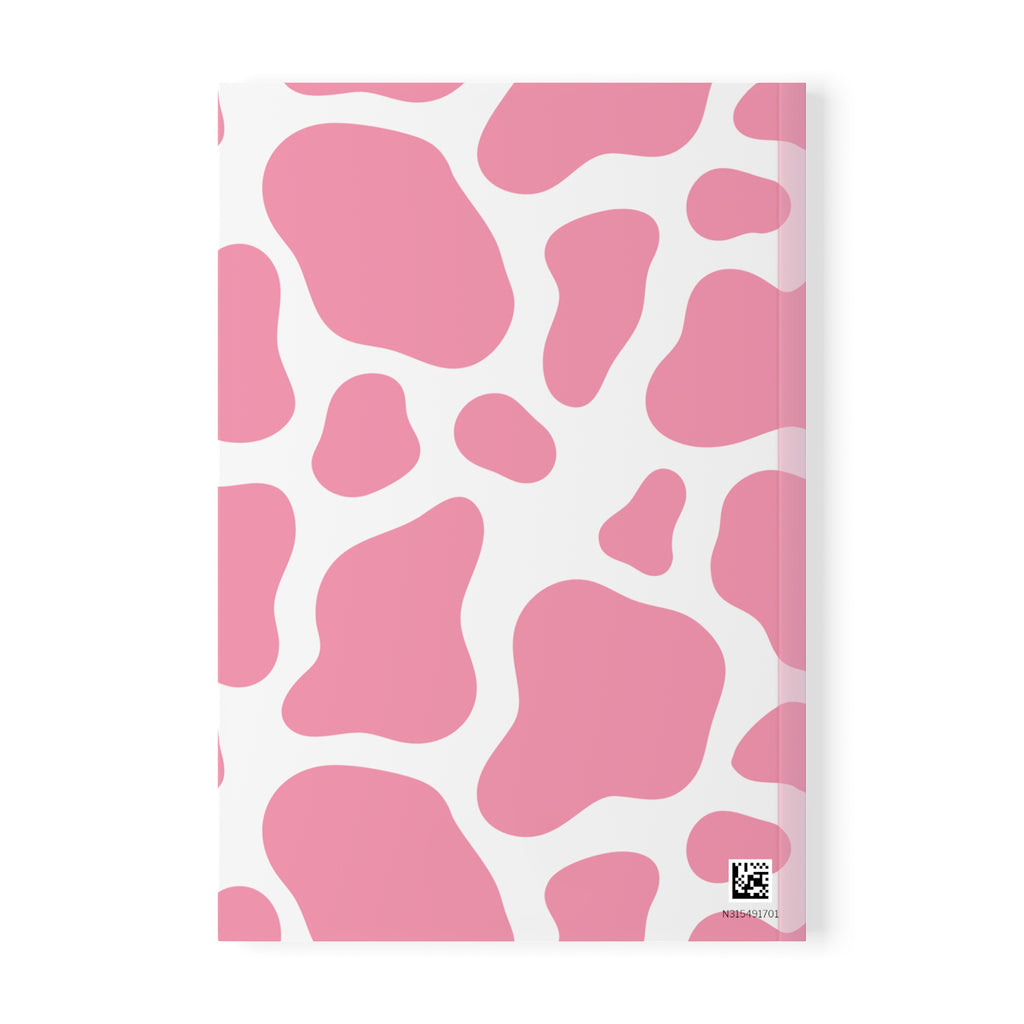 Pink Cow Print Notebook – 'Notebook' Softcover A5 Journal
