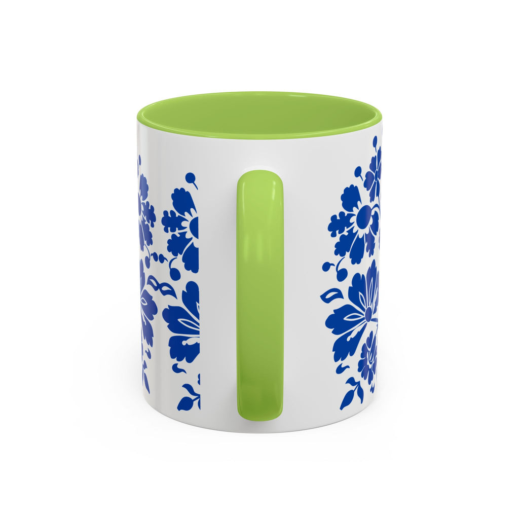 Blue Floral Accent Coffee Mug – Ceramic 11/15oz