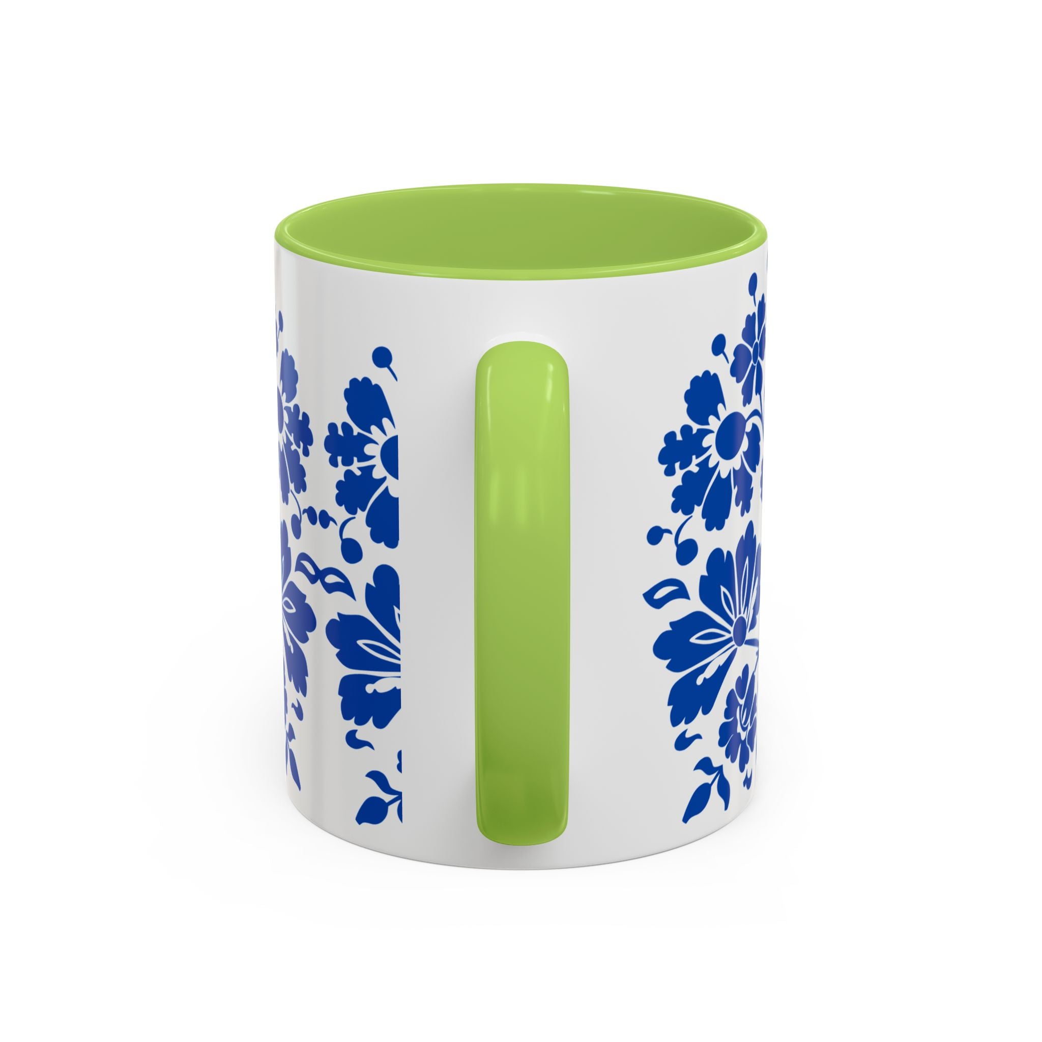 Blue Floral Accent Coffee Mug – Ceramic 11/15oz
