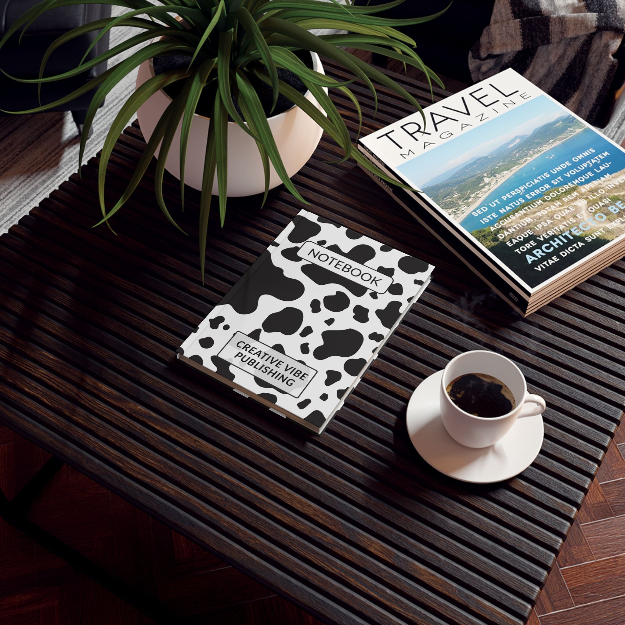 Cow Print Hardback Journal — "Notebook" Creative Vibe Publishing