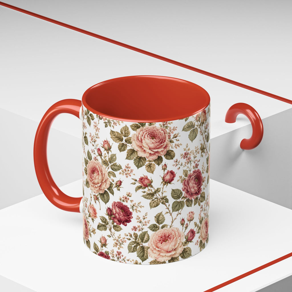 Vintage Rose Accent Coffee Mug — Floral Tea & Coffee Cup (11/15oz)