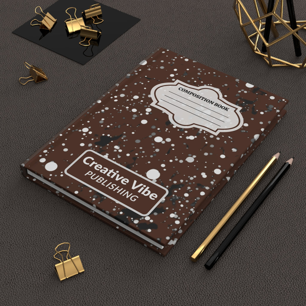 Composition Book Hardcover Journal — Brown Splatter Creative Vibe Notebook