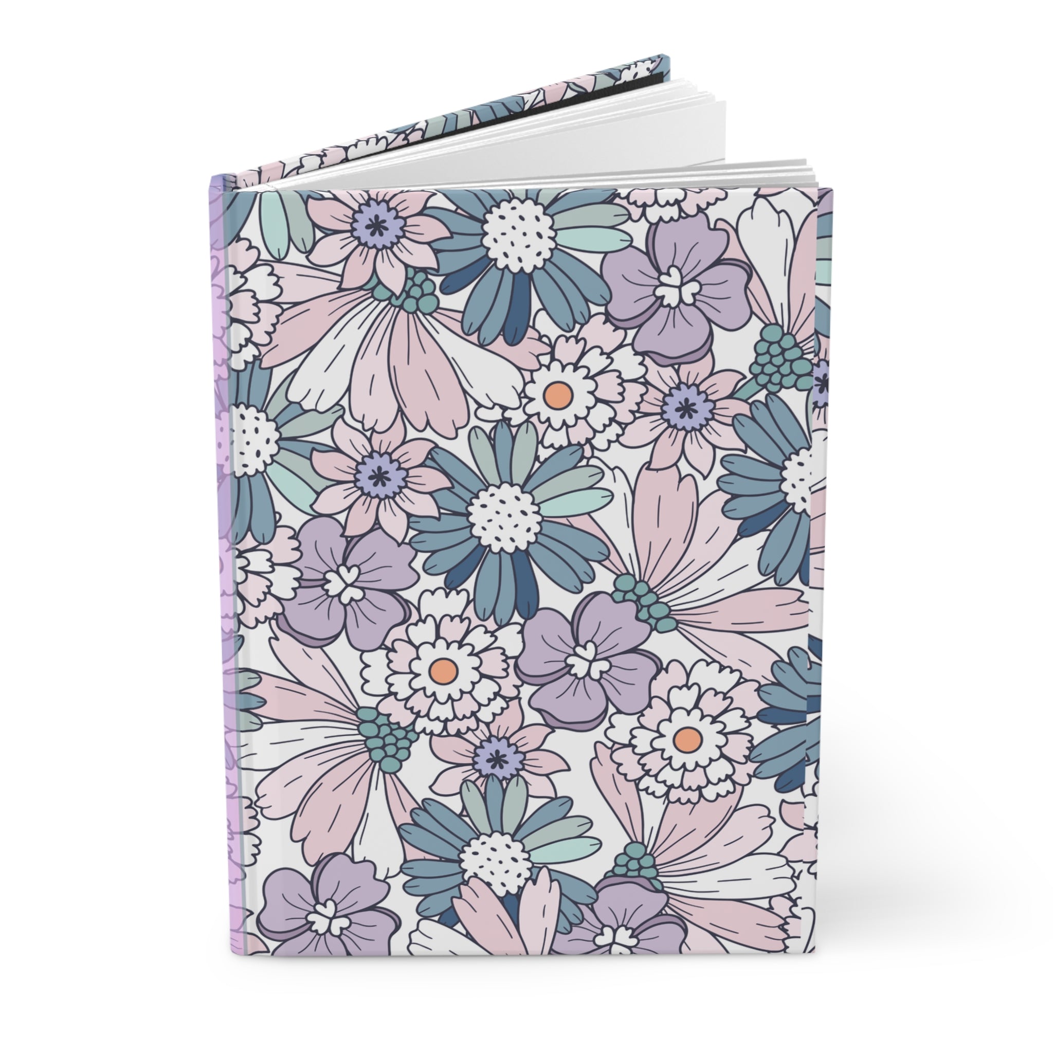 Floral Meadow Hardcover Journal — Pastel Ditsy Flower Notebook