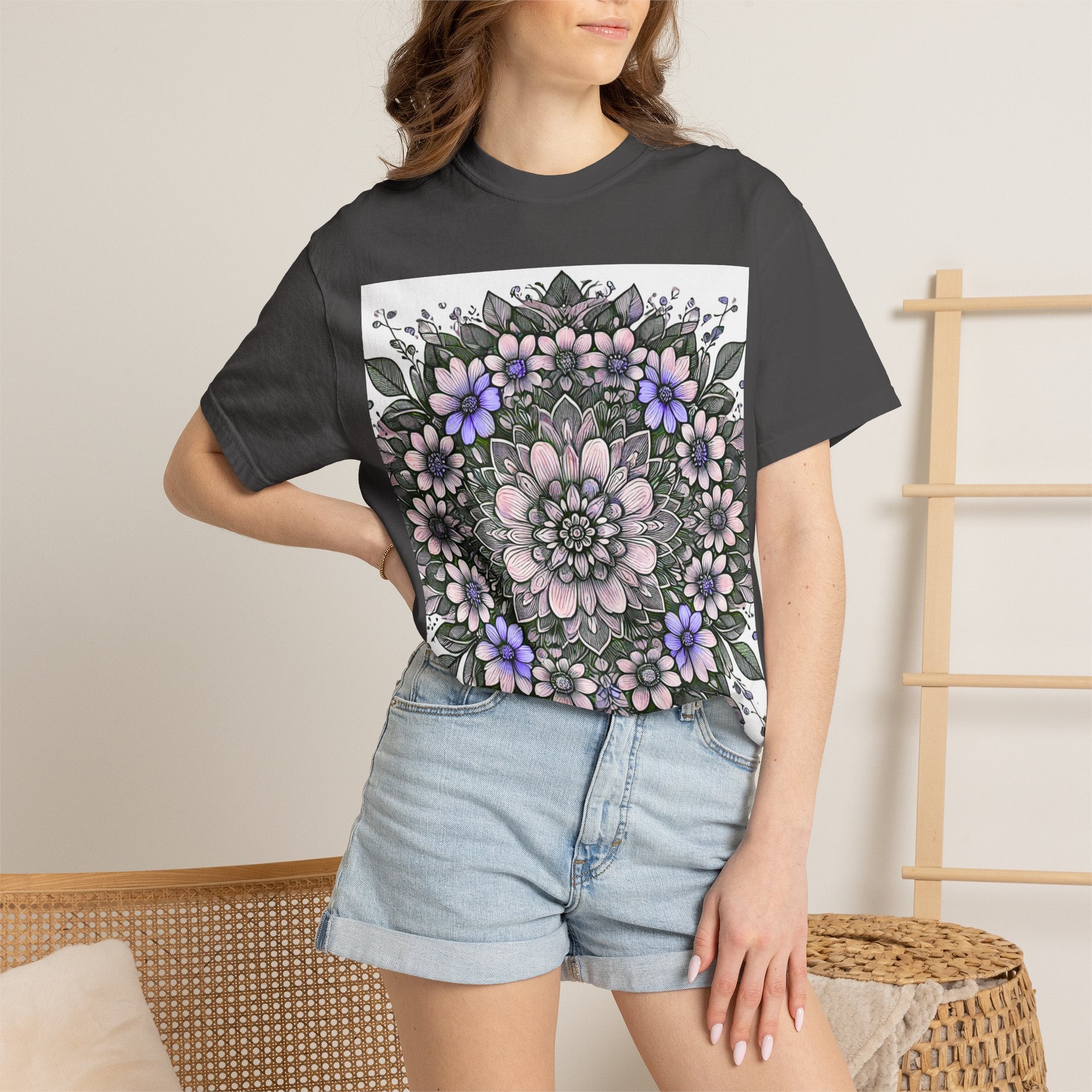 Floral Mandala T-Shirt — Pastel Garden Blossom Tee