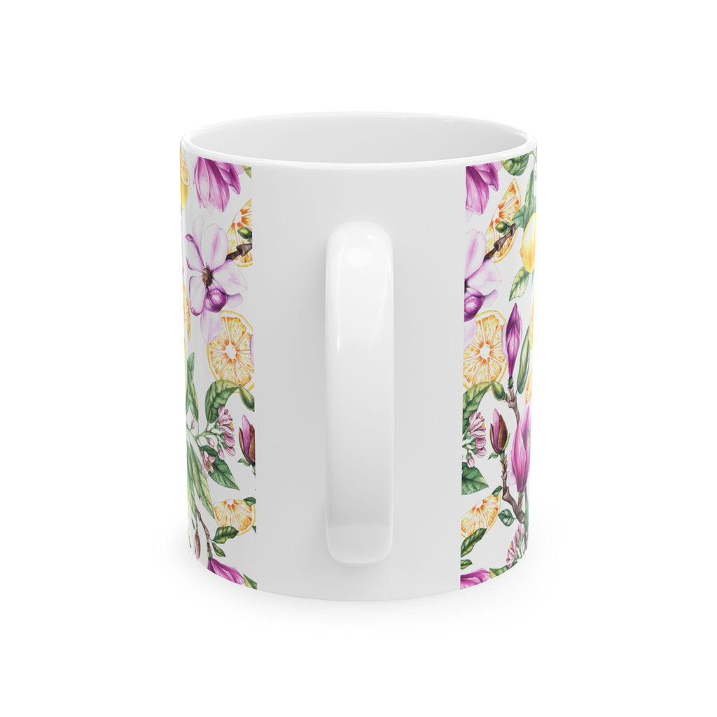 Lemon & Magnolia Floral Ceramic Mug (11oz, 15oz)