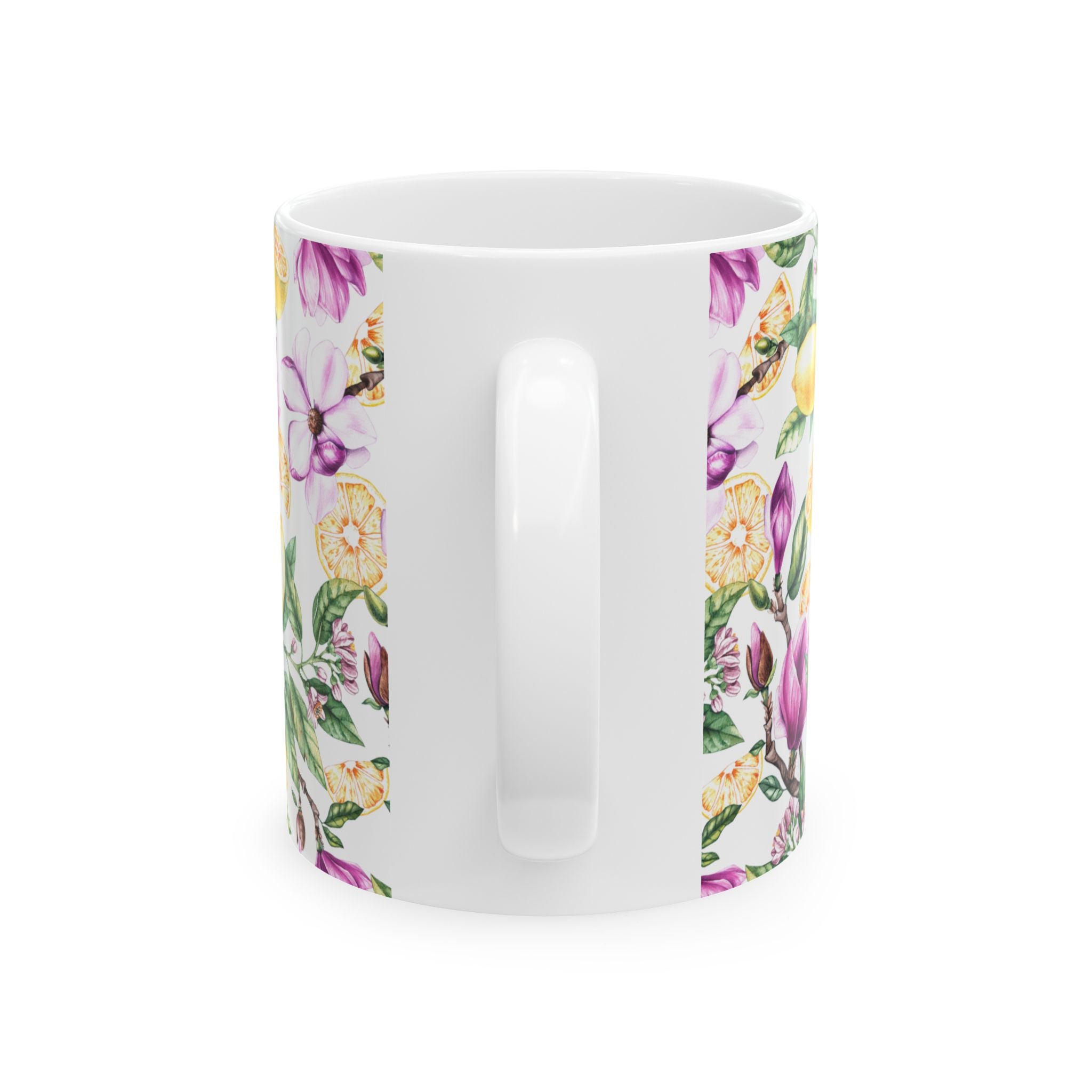 Lemon & Magnolia Floral Ceramic Mug (11oz, 15oz)