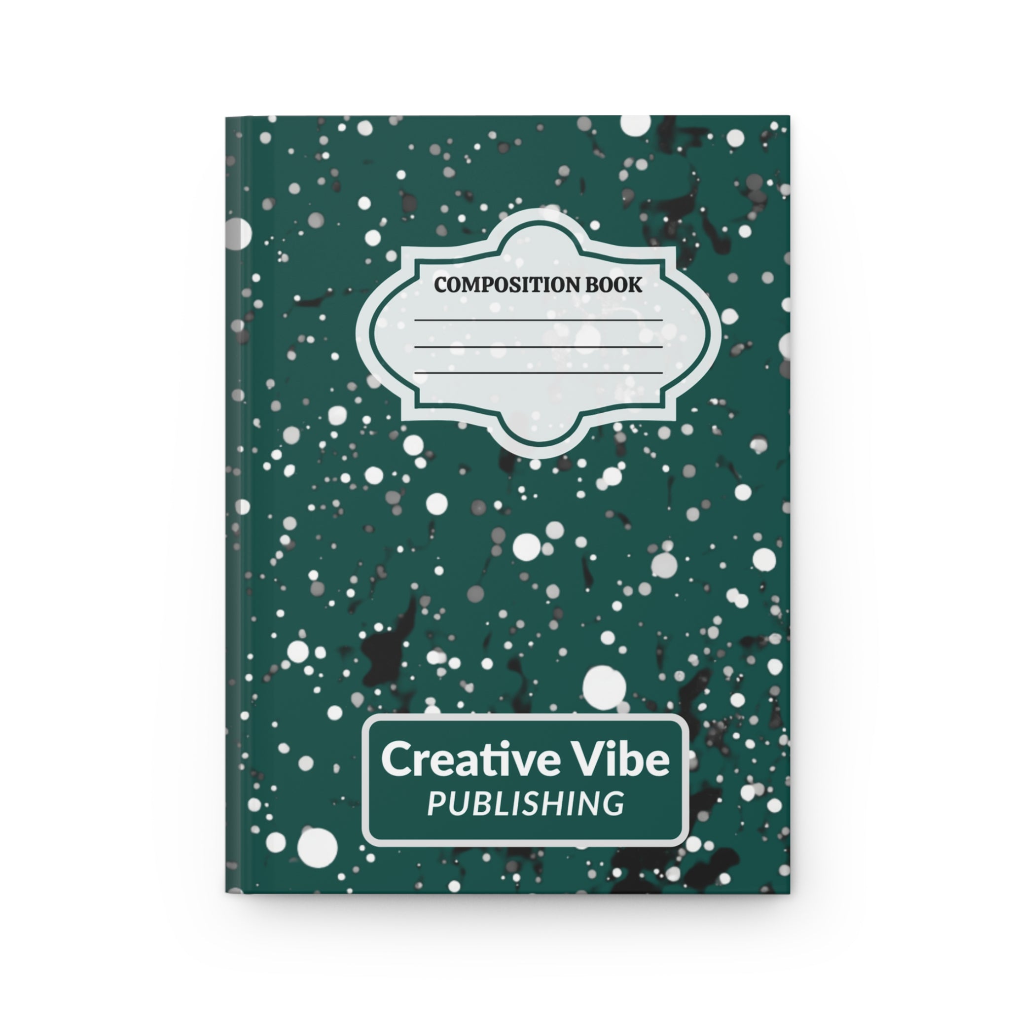 Composition Book Hardcover Journal – Teal Splatter "Creative Vibe Publishing"