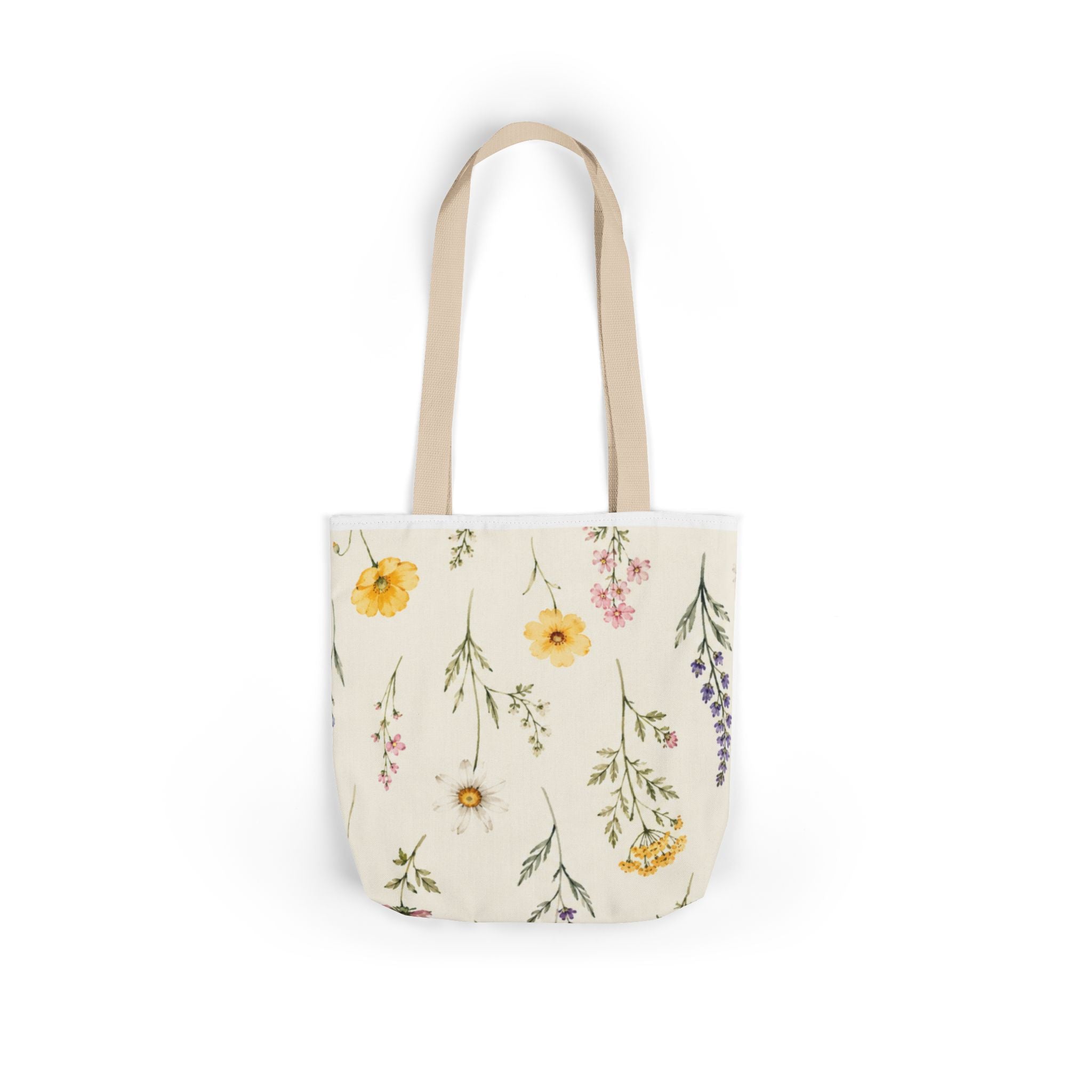 Floral Wildflower Canvas Tote Bag – Vintage Botanical Print, Everyday Market & Gift Tote
