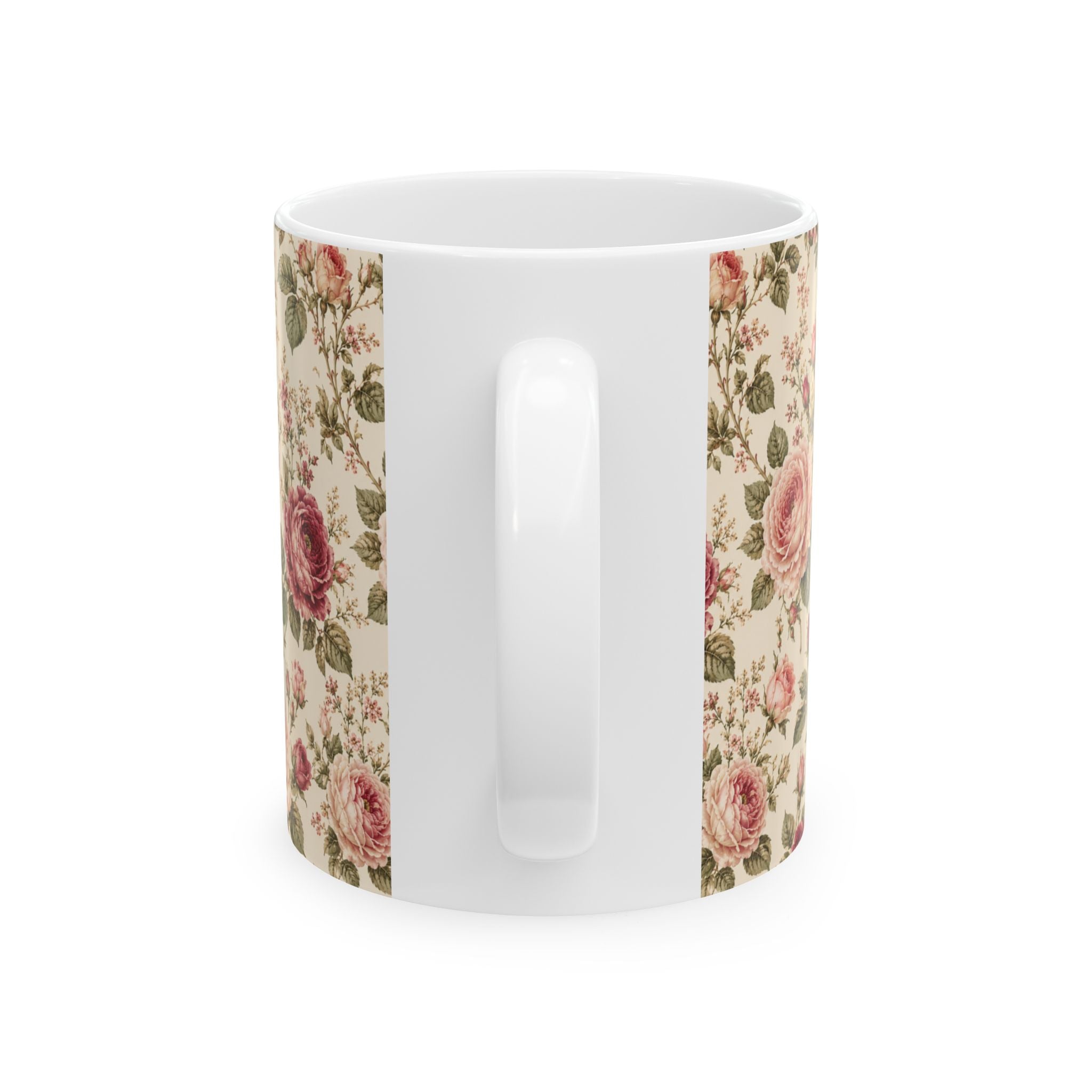 Vintage Rose Ceramic Mug – Floral Cottagecore Coffee Cup (11oz & 15oz)