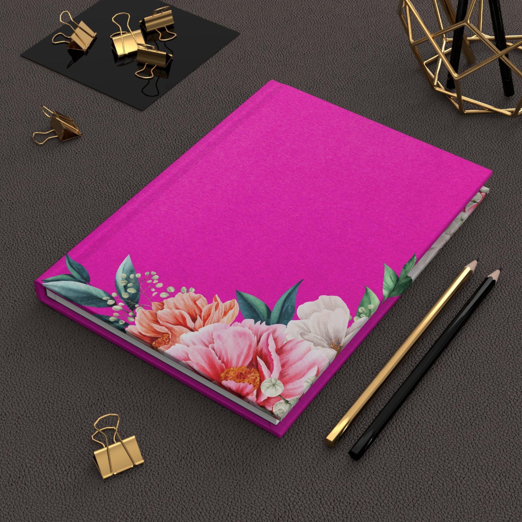 Floral Pink Hardcover Journal – Bright Floral Notebook for Notes & Gifts