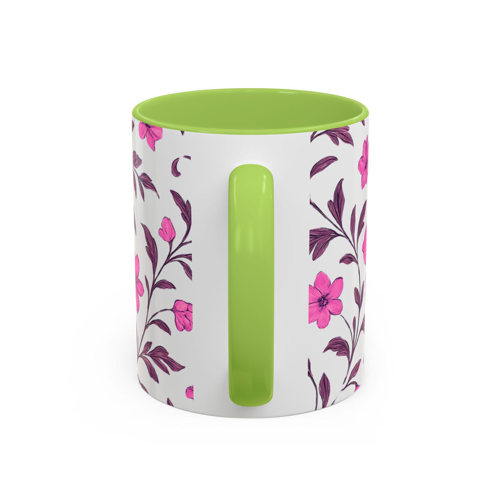 Pink Floral Accent Coffee Mug — 11/15oz
