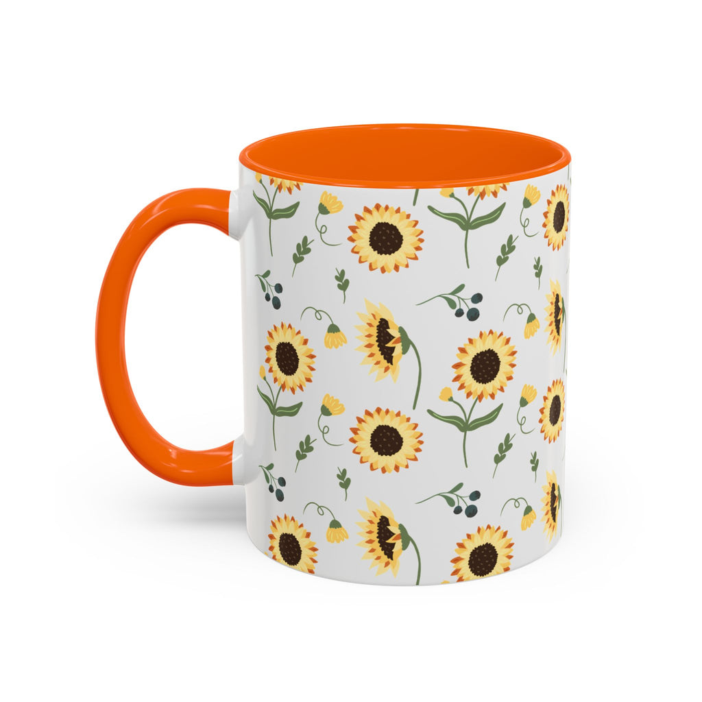Sunflower Pattern Accent Coffee Mug — 11/15oz Ceramic Mug