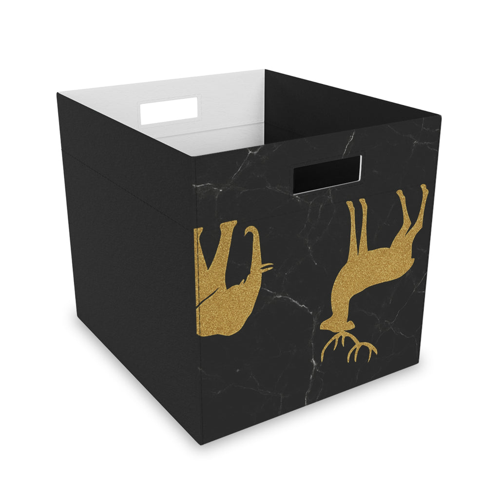 Gold Deer Felt Storage Box – Marble Black Foldable Bin for Holiday & Home Organization