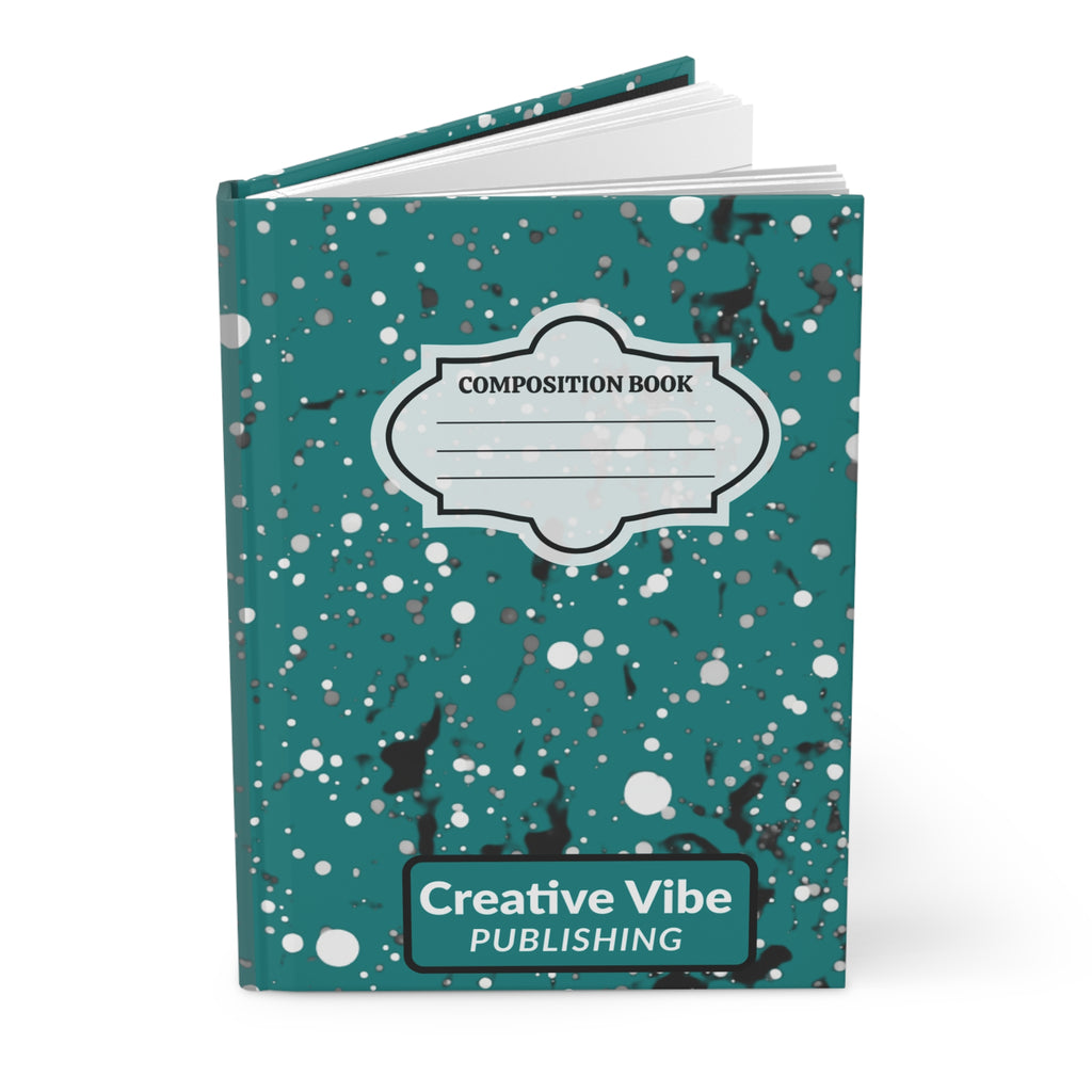 Teal Speckled Composition Hardcover Journal — "Creative Vibe Publishing"