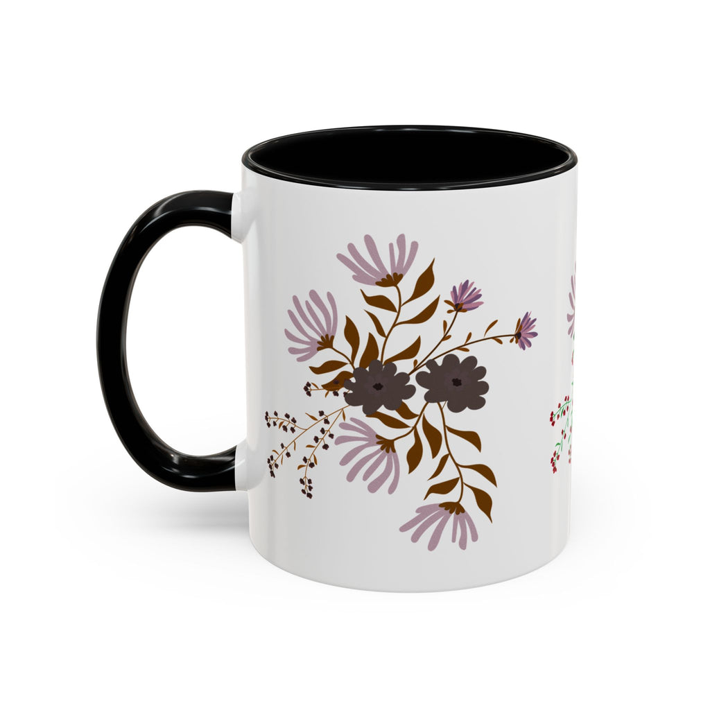 Floral Bouquet Accent Coffee Mug – Colorful Wildflower Design (11/15oz)