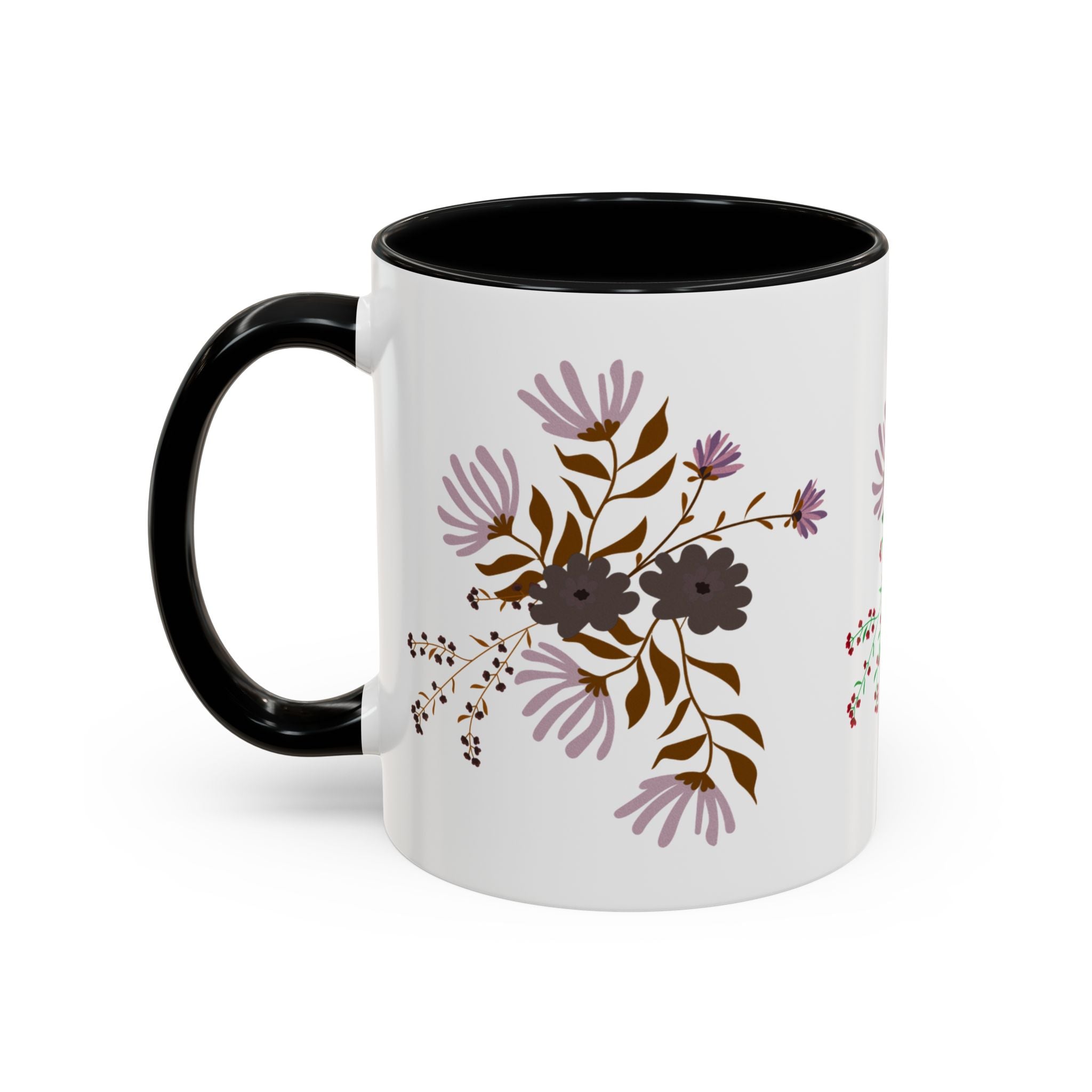 Floral Bouquet Accent Coffee Mug – Colorful Wildflower Design (11/15oz)