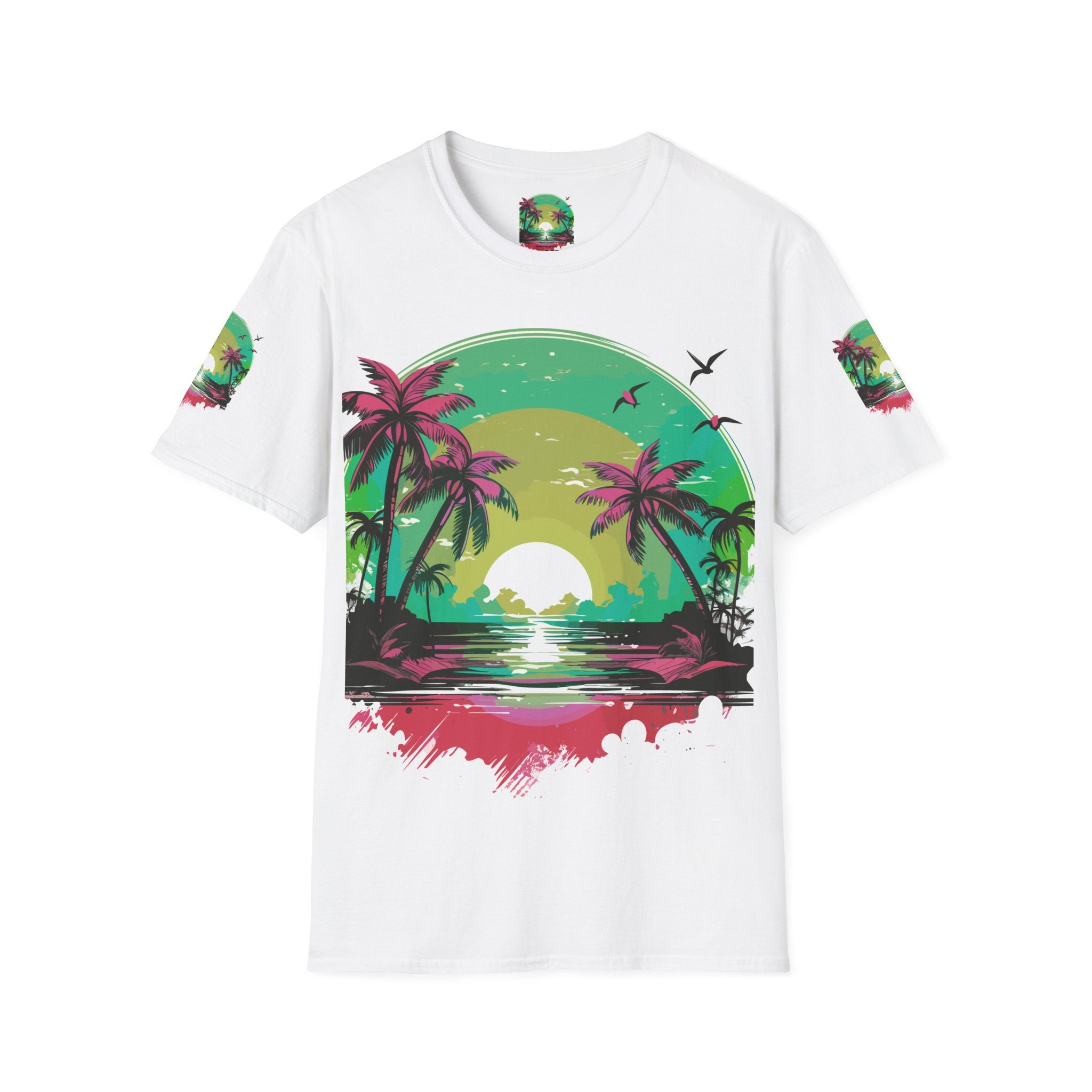 T-Shirt — Tropical Sunset Palm Beach Graphic Tee