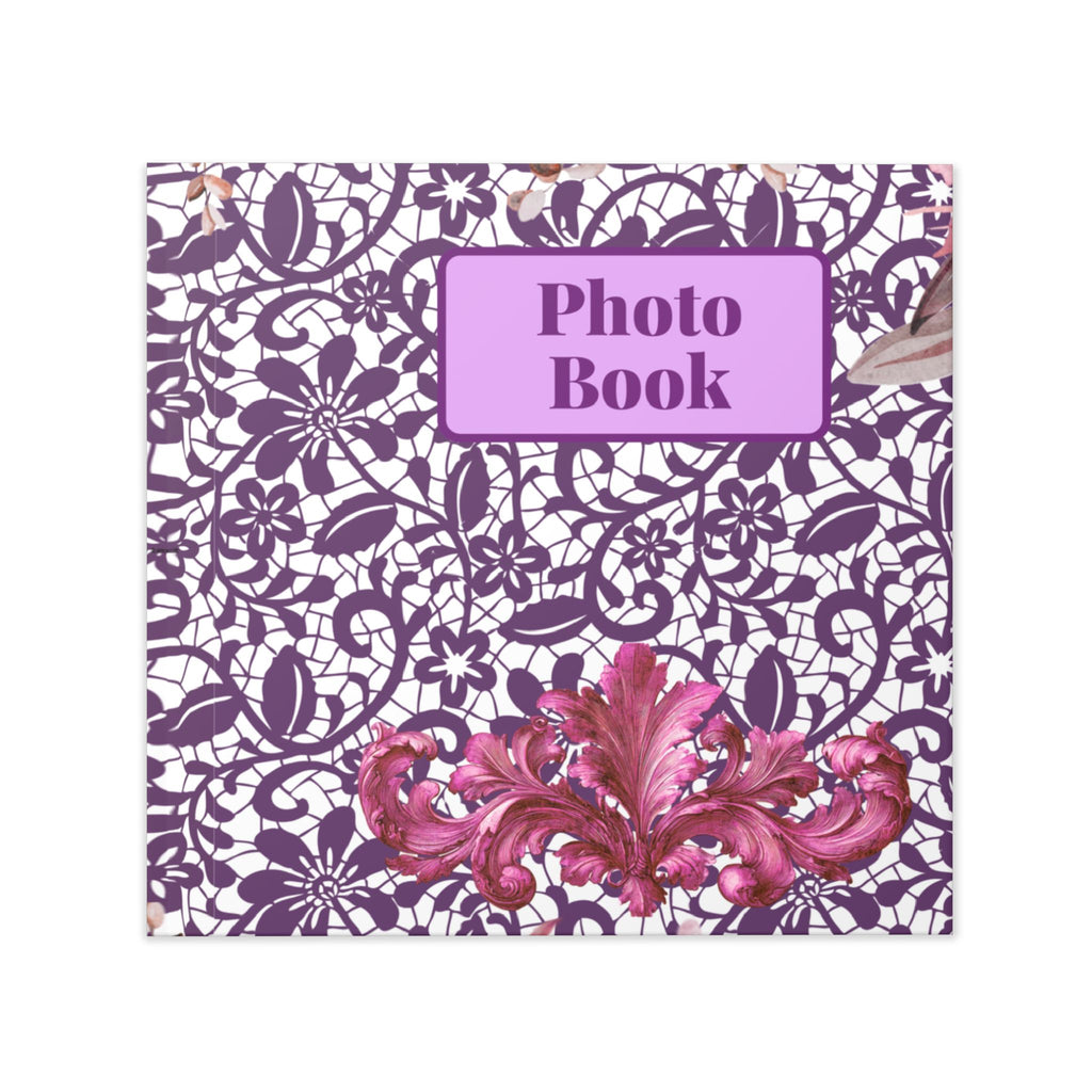 Floral Lace Hardcover Photo Book — Purple Vintage Keepsake