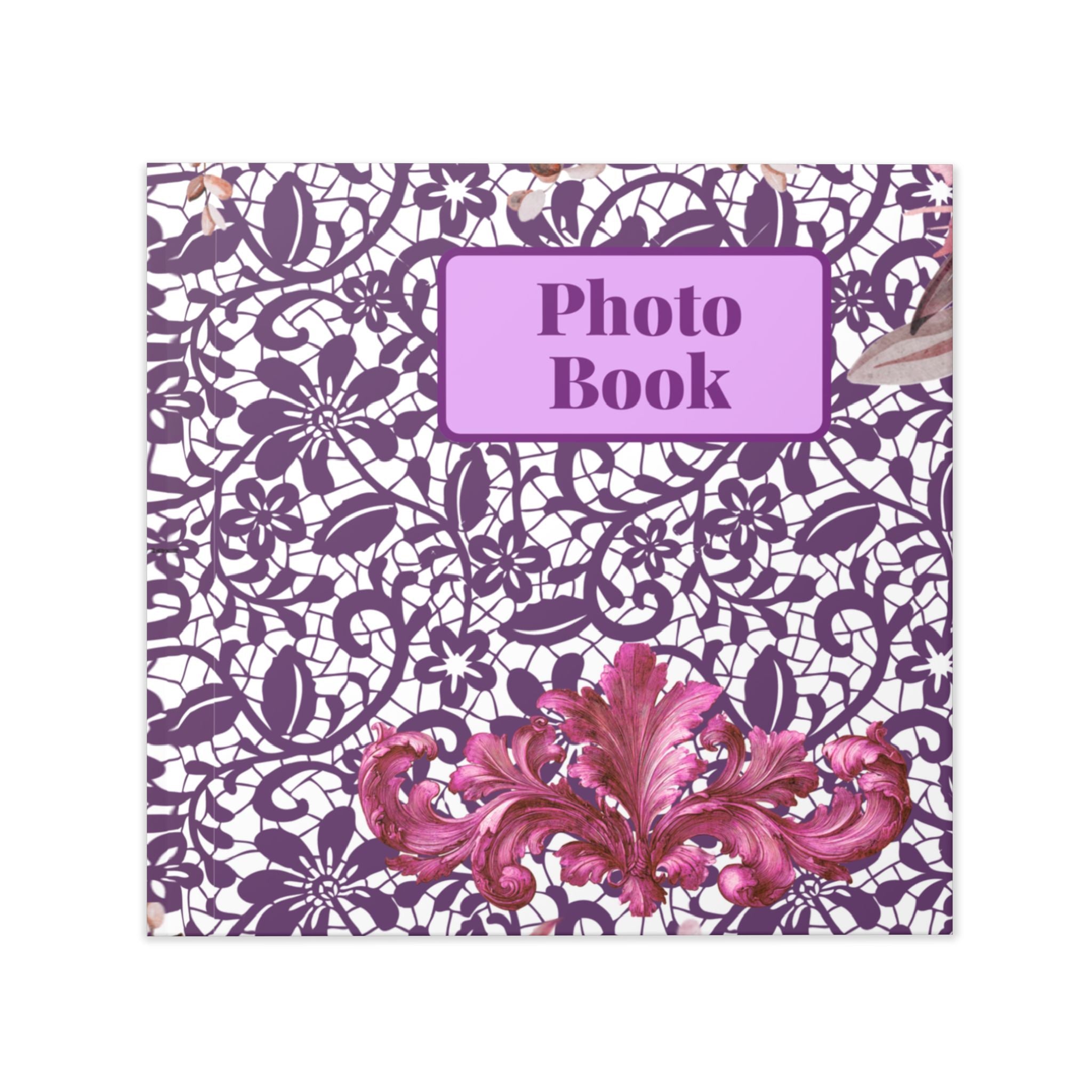 Floral Lace Hardcover Photo Book — Purple Vintage Keepsake
