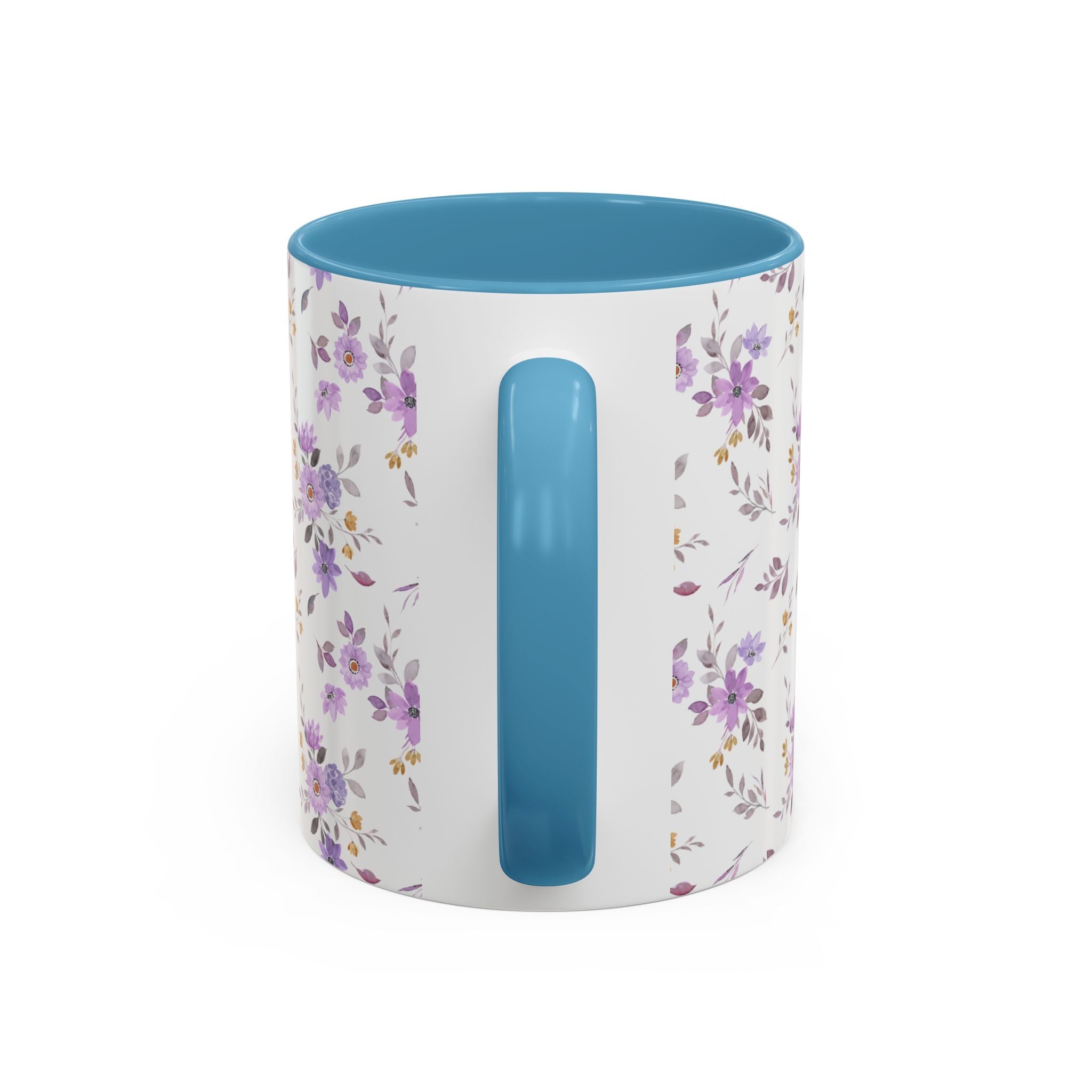 Floral Lavender Accent Coffee Mug — Purple Vintage Rose Pattern (11/15oz)