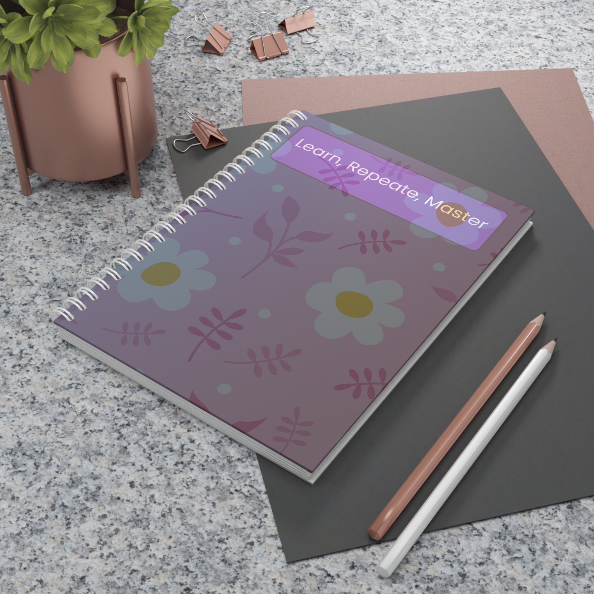Spiral Notebook — Learn, Repeat, Master Floral Study Journal