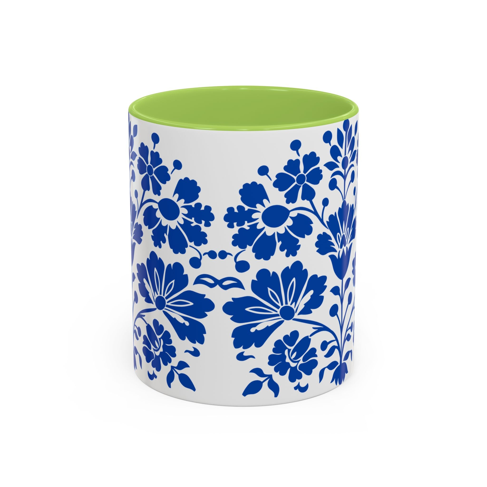 Blue Floral Accent Coffee Mug – Ceramic 11/15oz