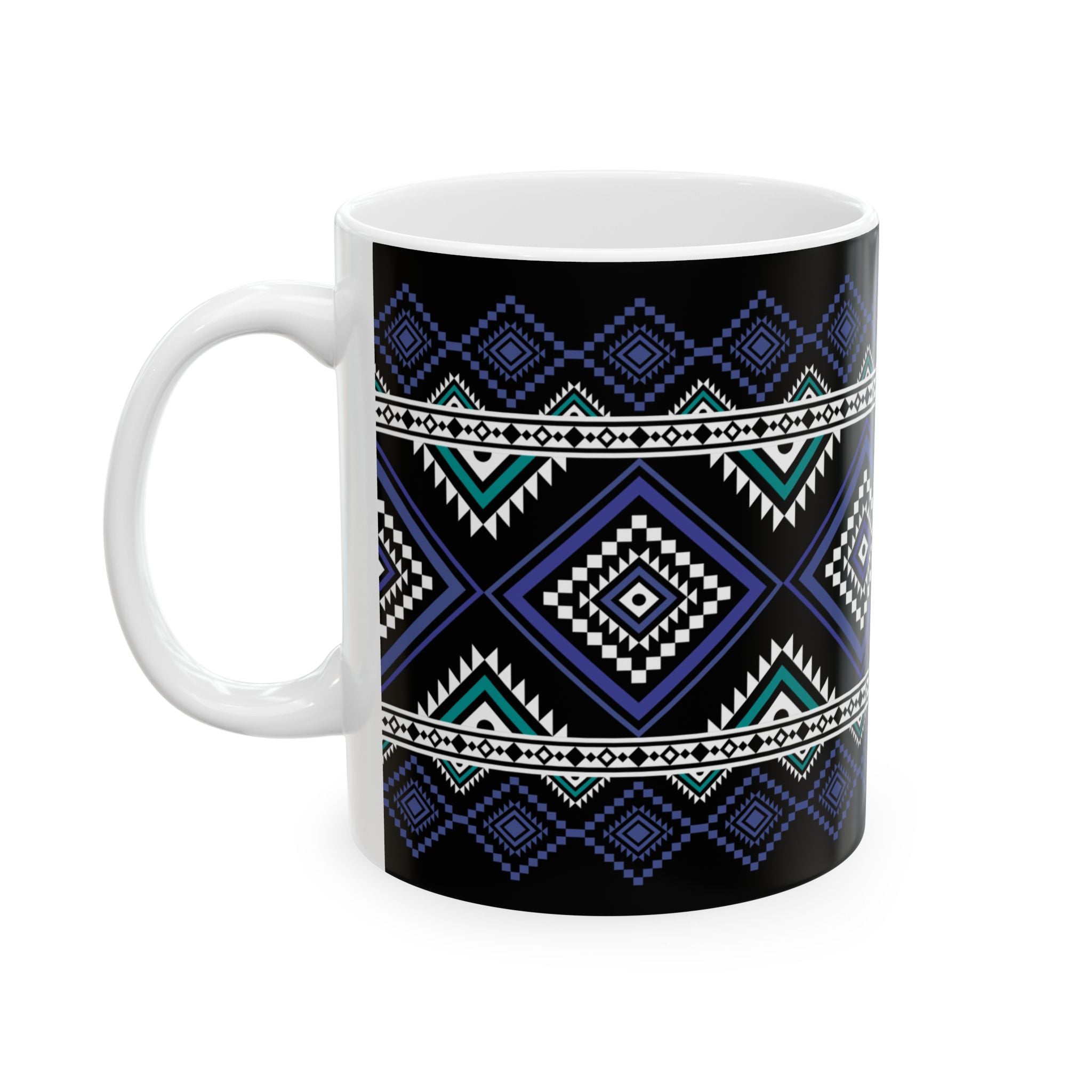 Aztec Diamond Pattern Ceramic Mug – Tribal Geometric 11oz & 15oz