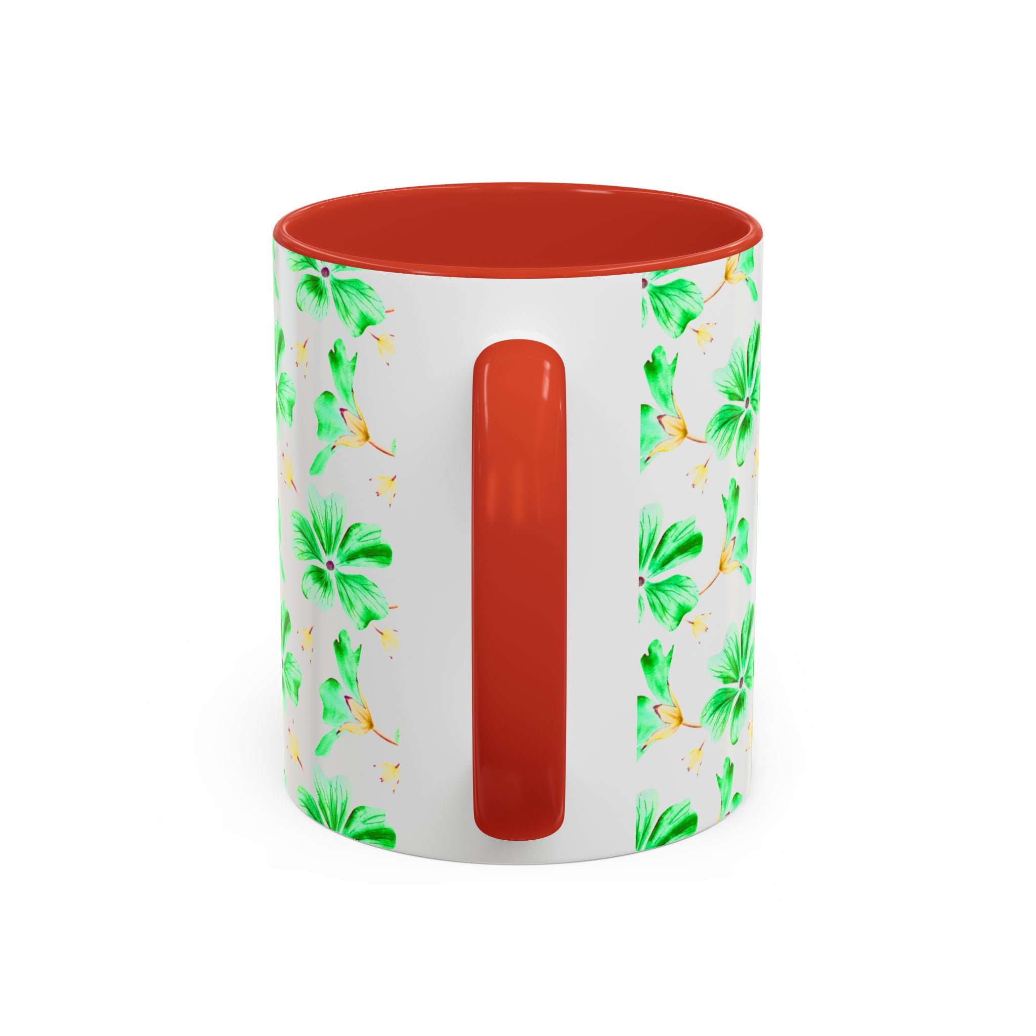 Green Watercolor Hibiscus Accent Coffee Mug – Tropical Floral Ceramic Mug