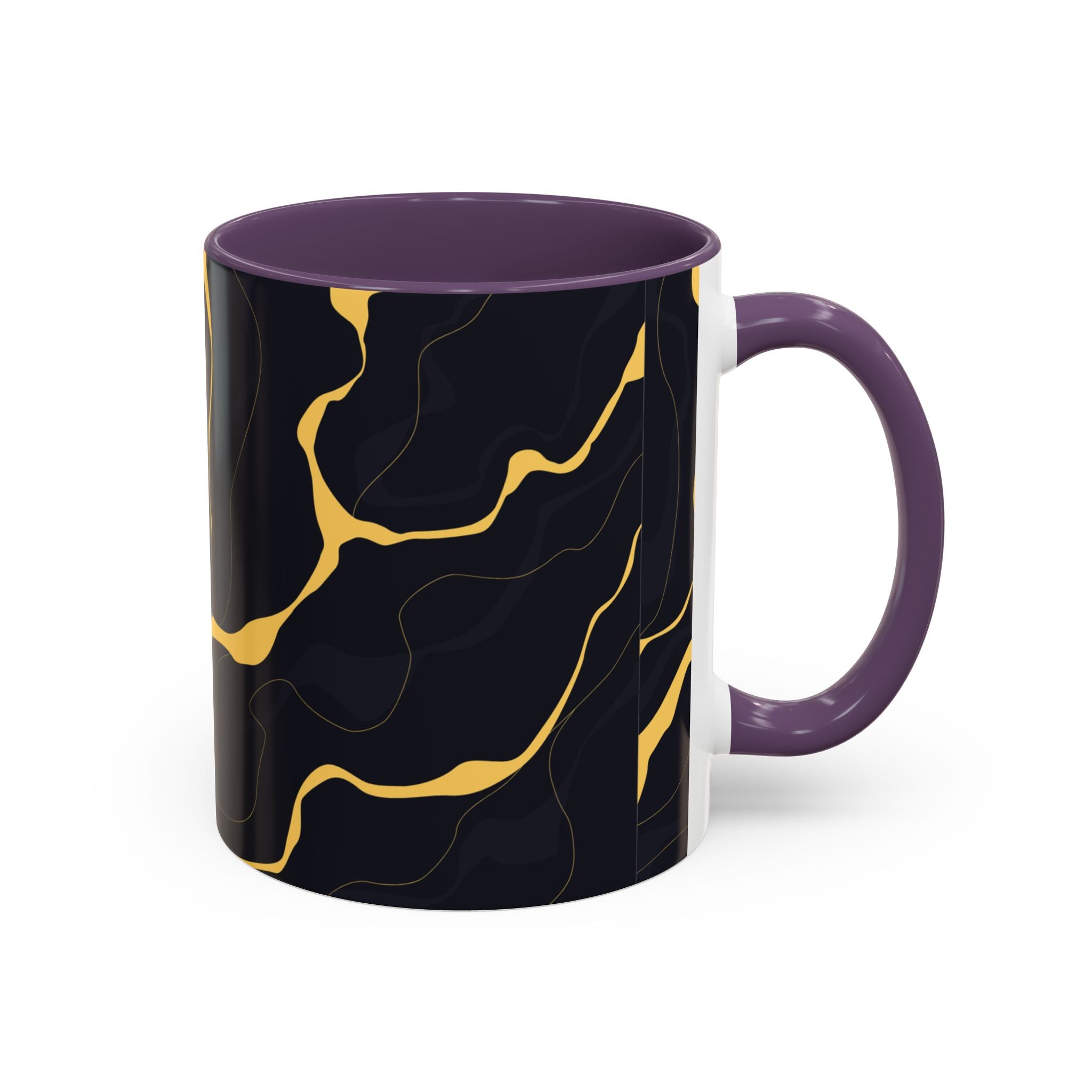 Black & Gold Marble Accent Coffee Mug — 11/15oz